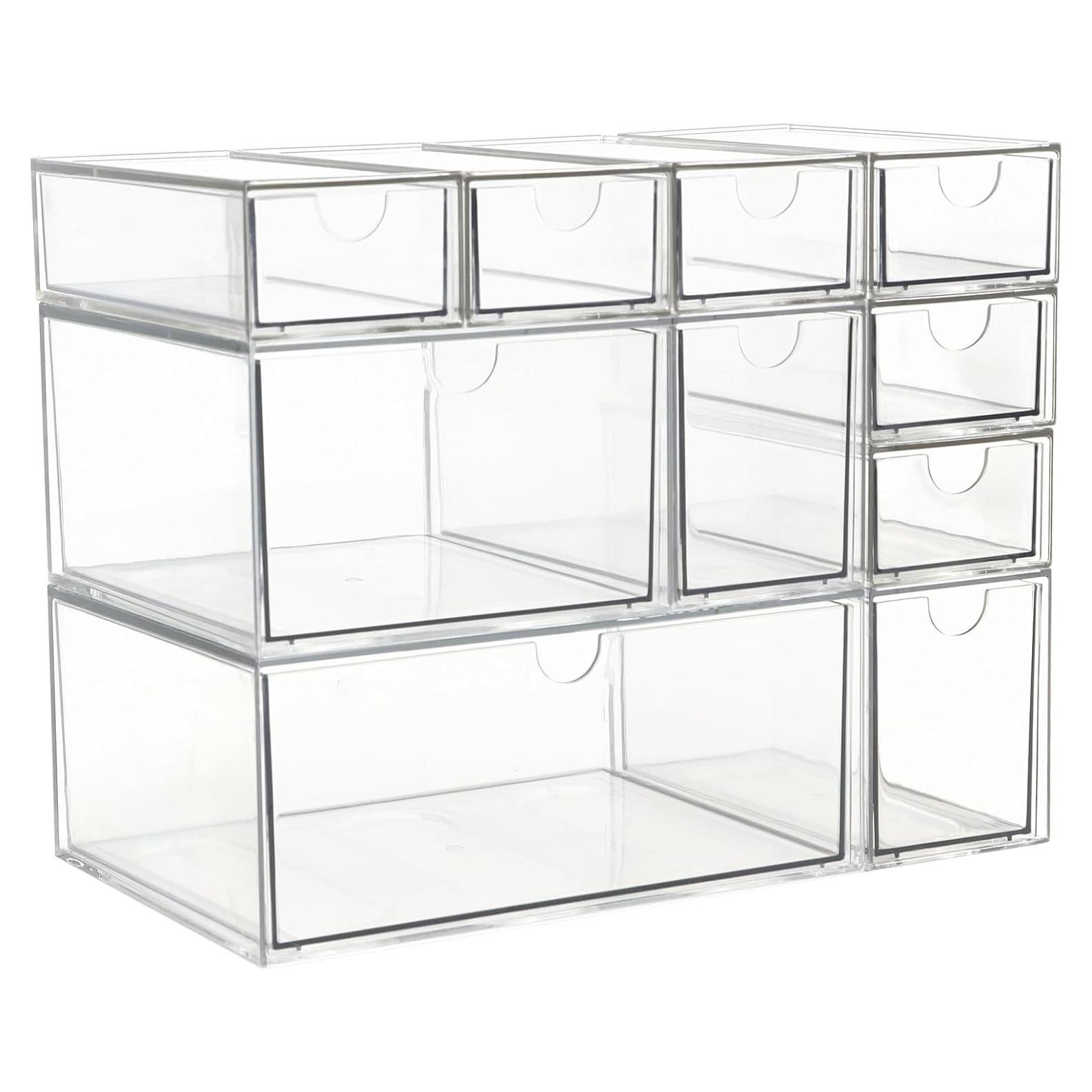 Organizador de Maquillaje Acrílico ZEXALOR 10 Cajones Transparente