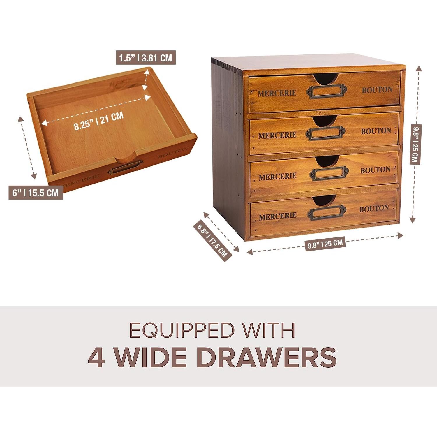 Gabinete de Almacenamiento de Madera Primo Supply 4 Cajones