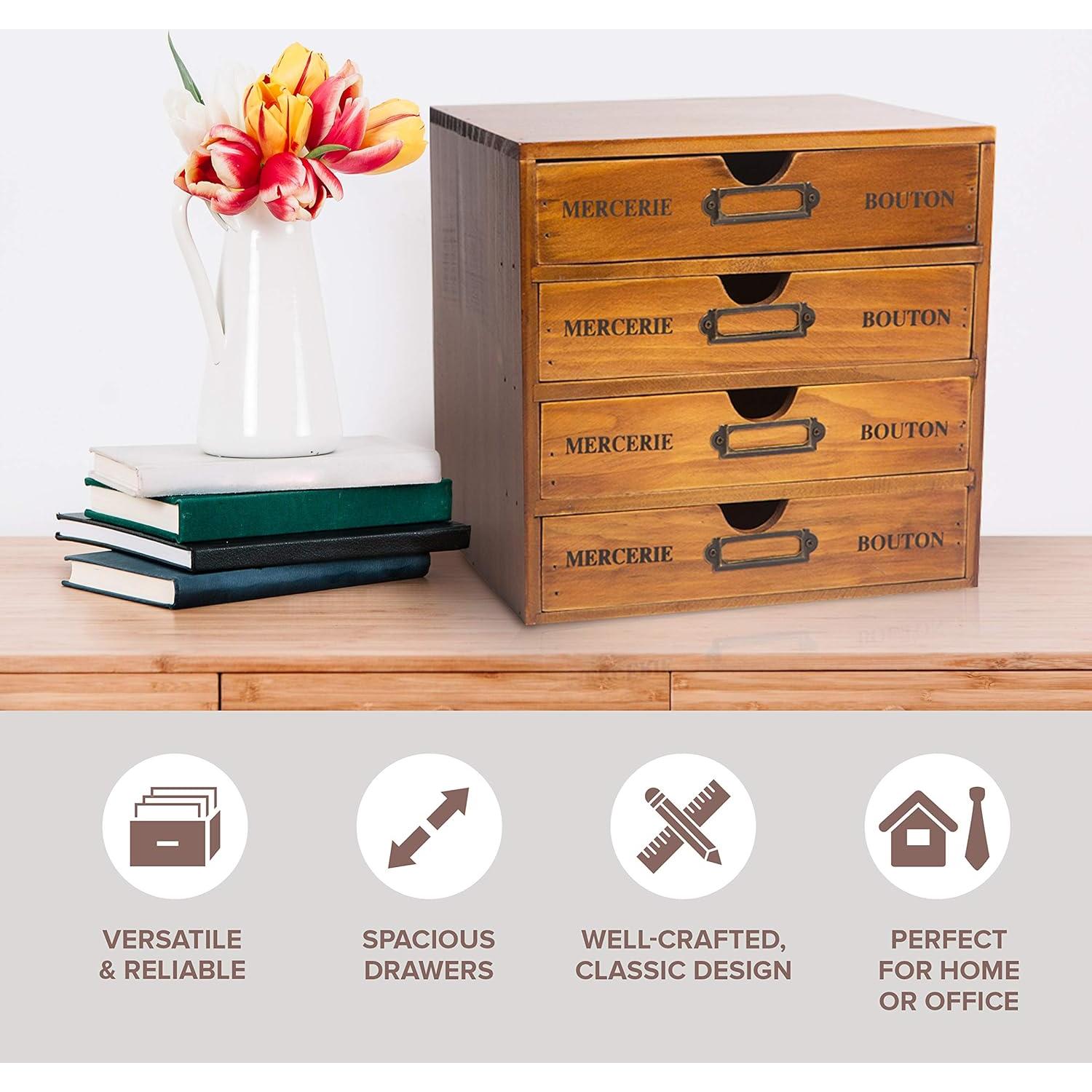 Gabinete de Almacenamiento de Madera Primo Supply 4 Cajones