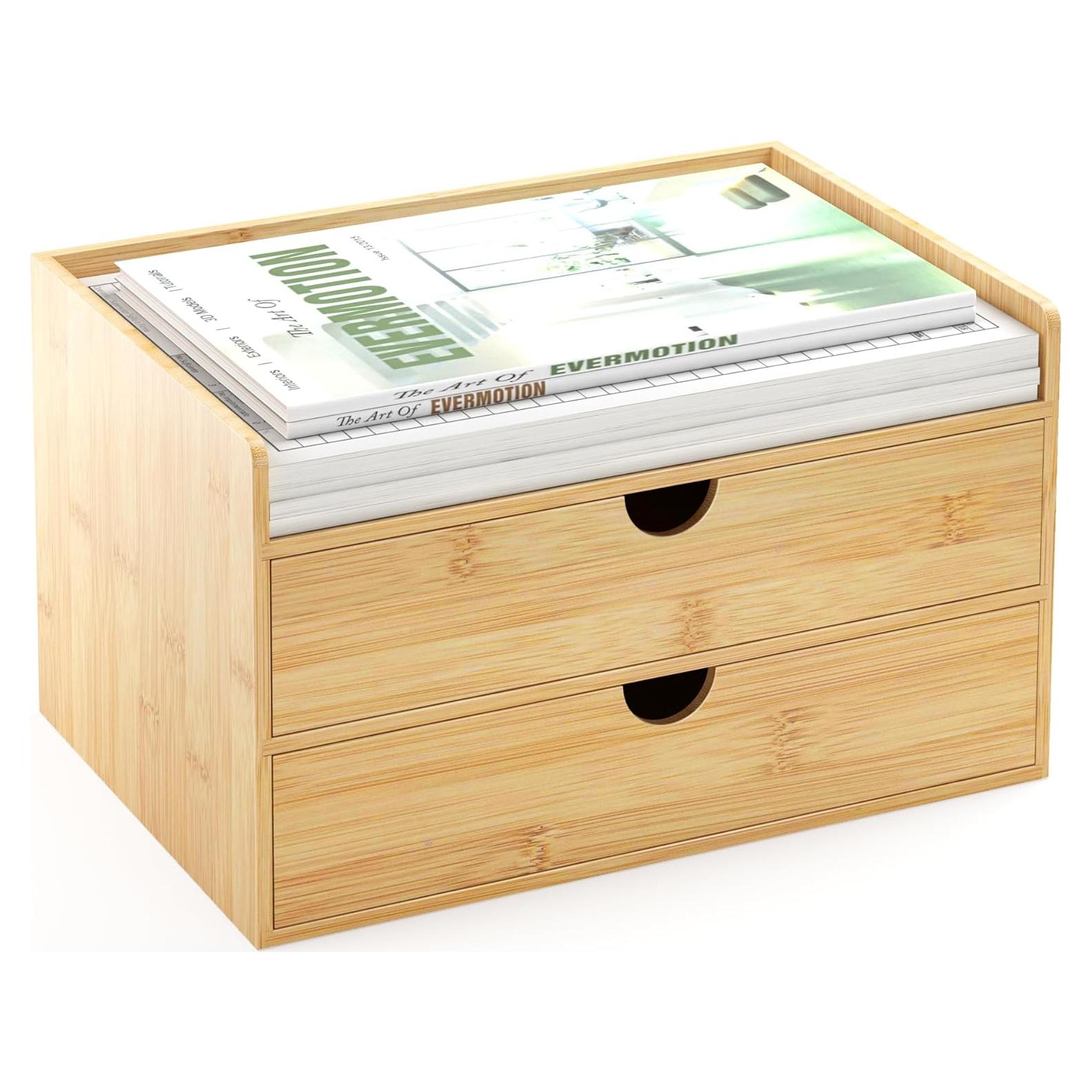 Organizador de Escritorio Wisuce de Bambú con 2 Cajones