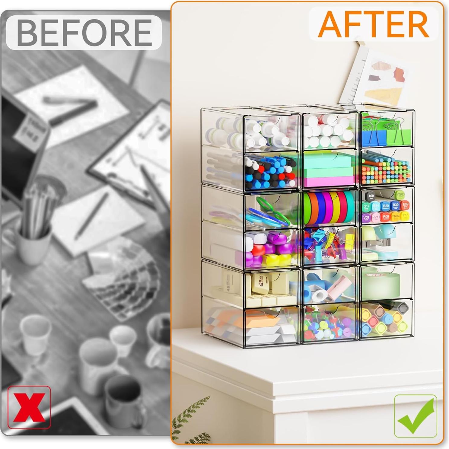 Cajones Acrílicos Apilables Yieach 9 Pack 18 Cajones 15.5x8.6cm