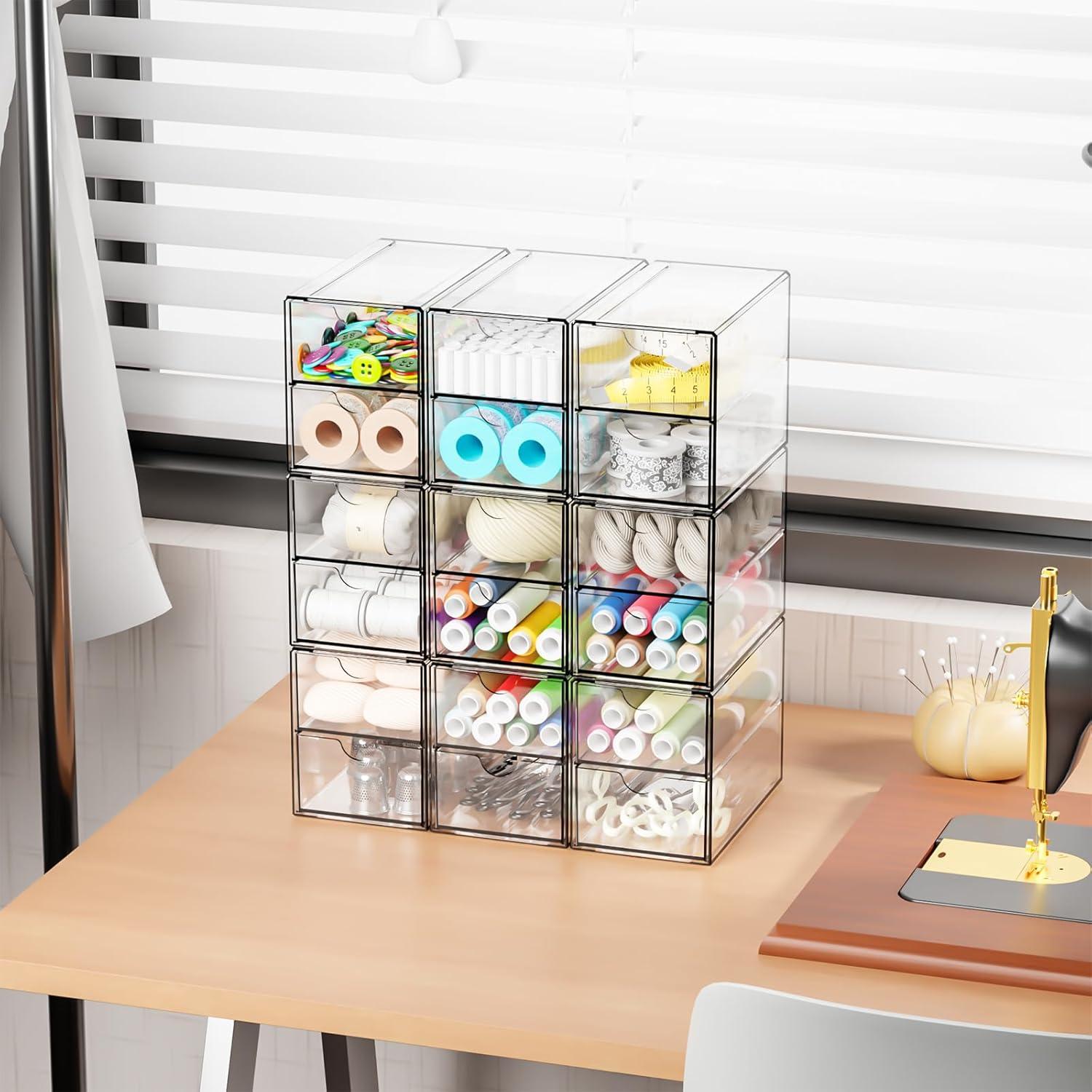 Cajones Acrílicos Apilables Yieach 9 Pack 18 Cajones 15.5x8.6cm