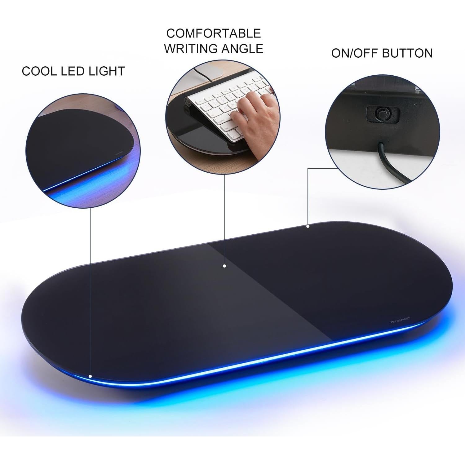 Pizarra de Vidrio para Escritorio TSJ OFFICE 43x18 cm con Luz Azul