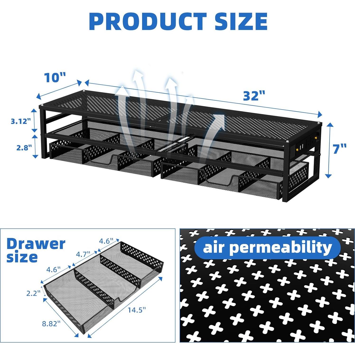Soporte de Monitor de Metal Simple Trending con USB 2.0 y 2 Niveles