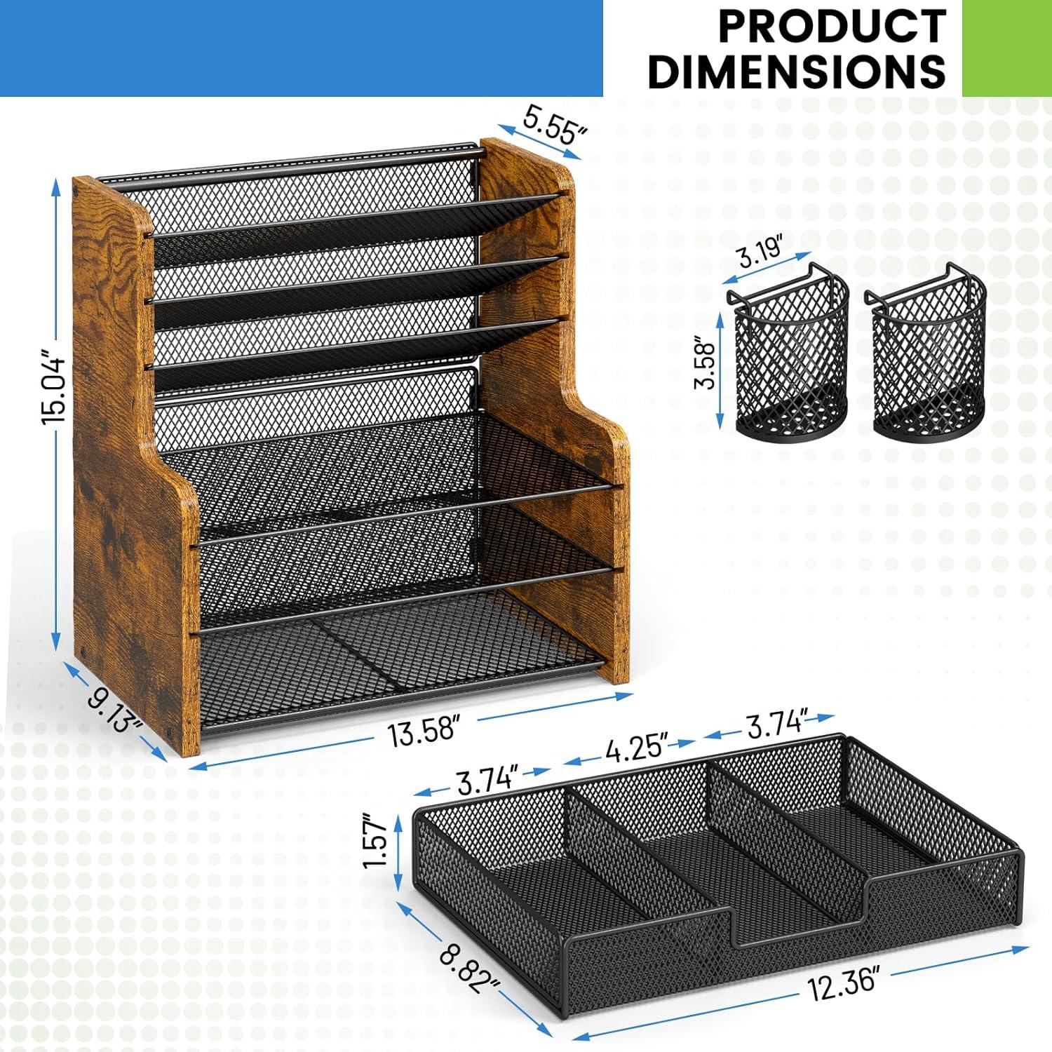 Organizador de Escritorio de Madera y Metal DAOUTIME 6 Niveles