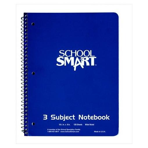 Cuaderno de espiral 3 materias School Smart 120 hojas 20.3 cm