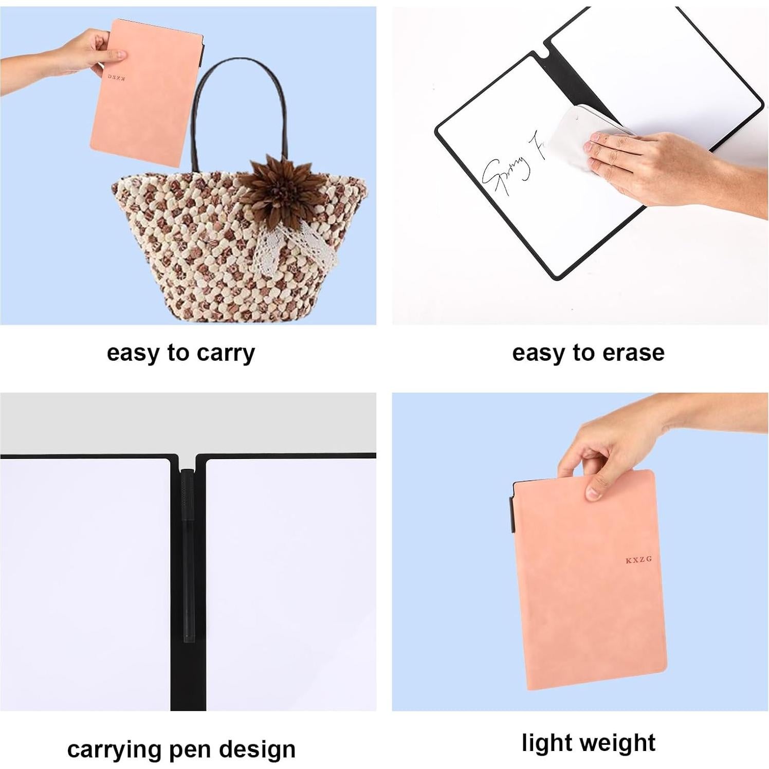 Cuaderno Borrable Reutilizable NQEUEPN A5 Rosa 24x16.5 cm