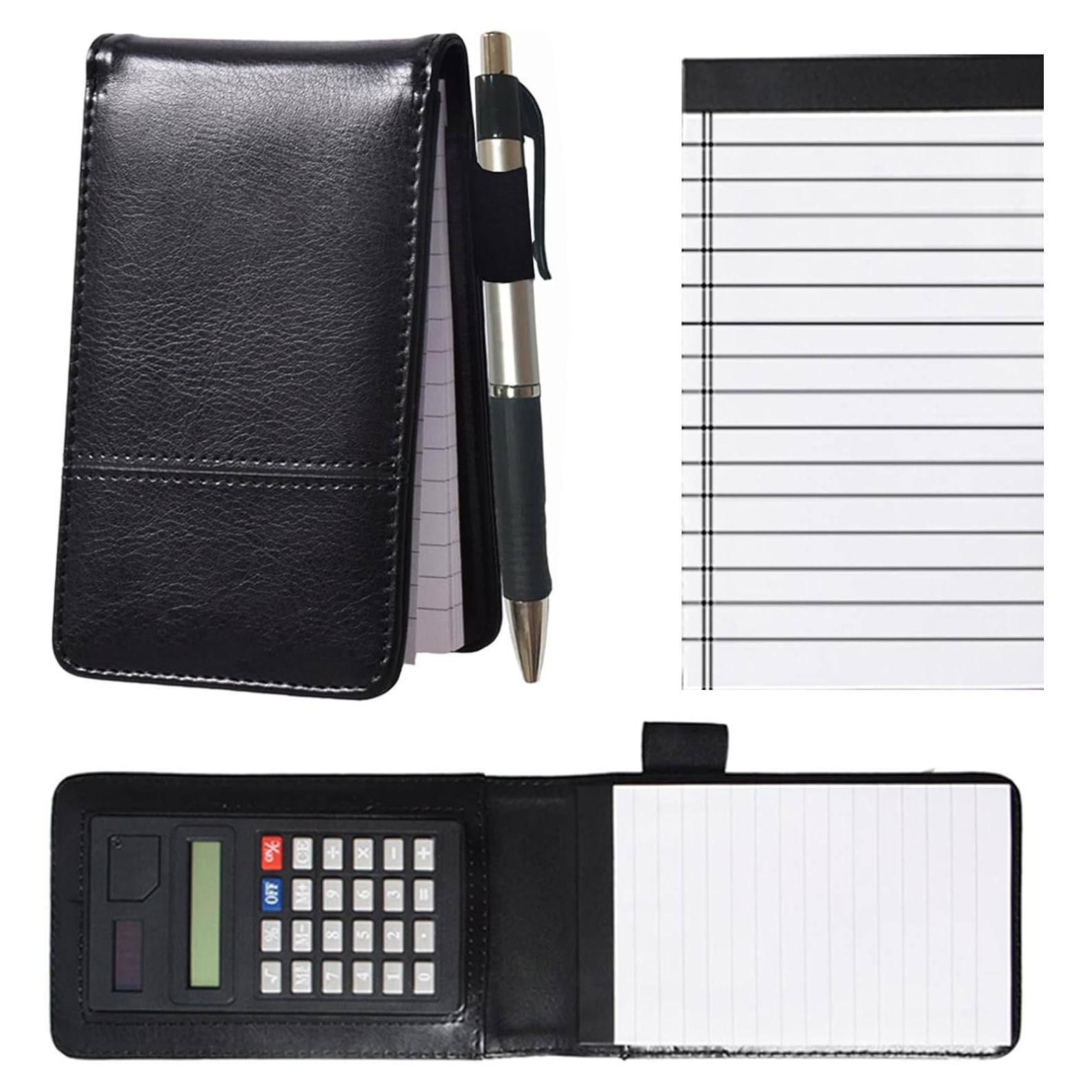 Cuaderno Multifuncional SAYEEC A7 con Calculadora y Bolígrafo Negro