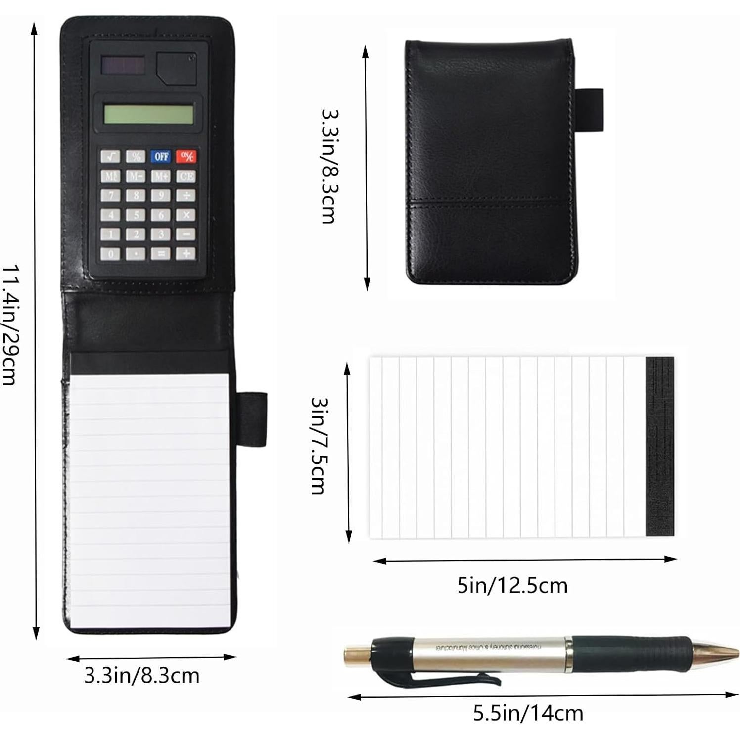 Cuaderno Multifuncional SAYEEC A7 con Calculadora y Bolígrafo Negro