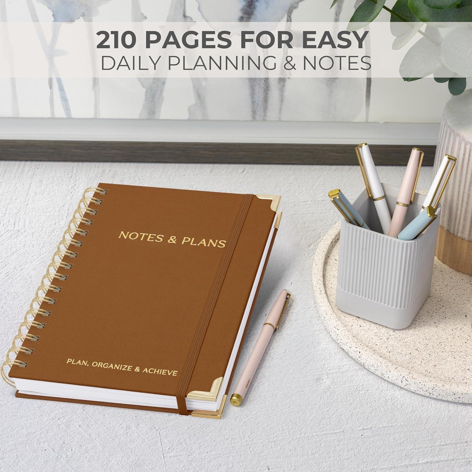 Planificador Diario ZICOTO con Horario - 210 Páginas Camello