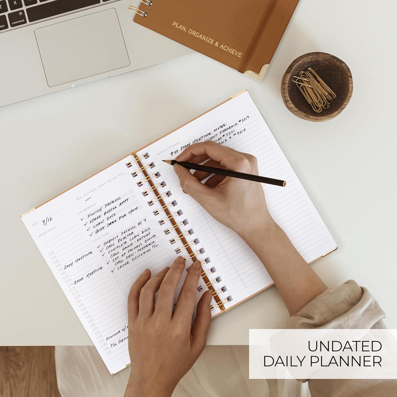 Planificador Diario ZICOTO con Horario - 210 Páginas Camello