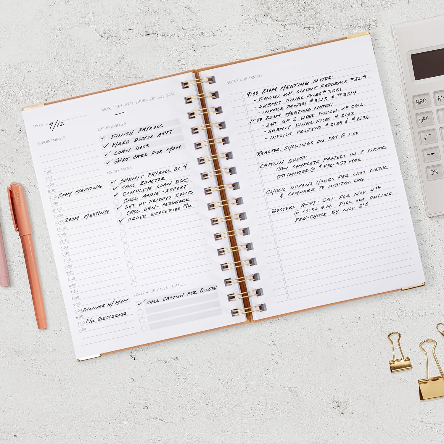 Planificador Diario ZICOTO con Horario - 210 Páginas Camello