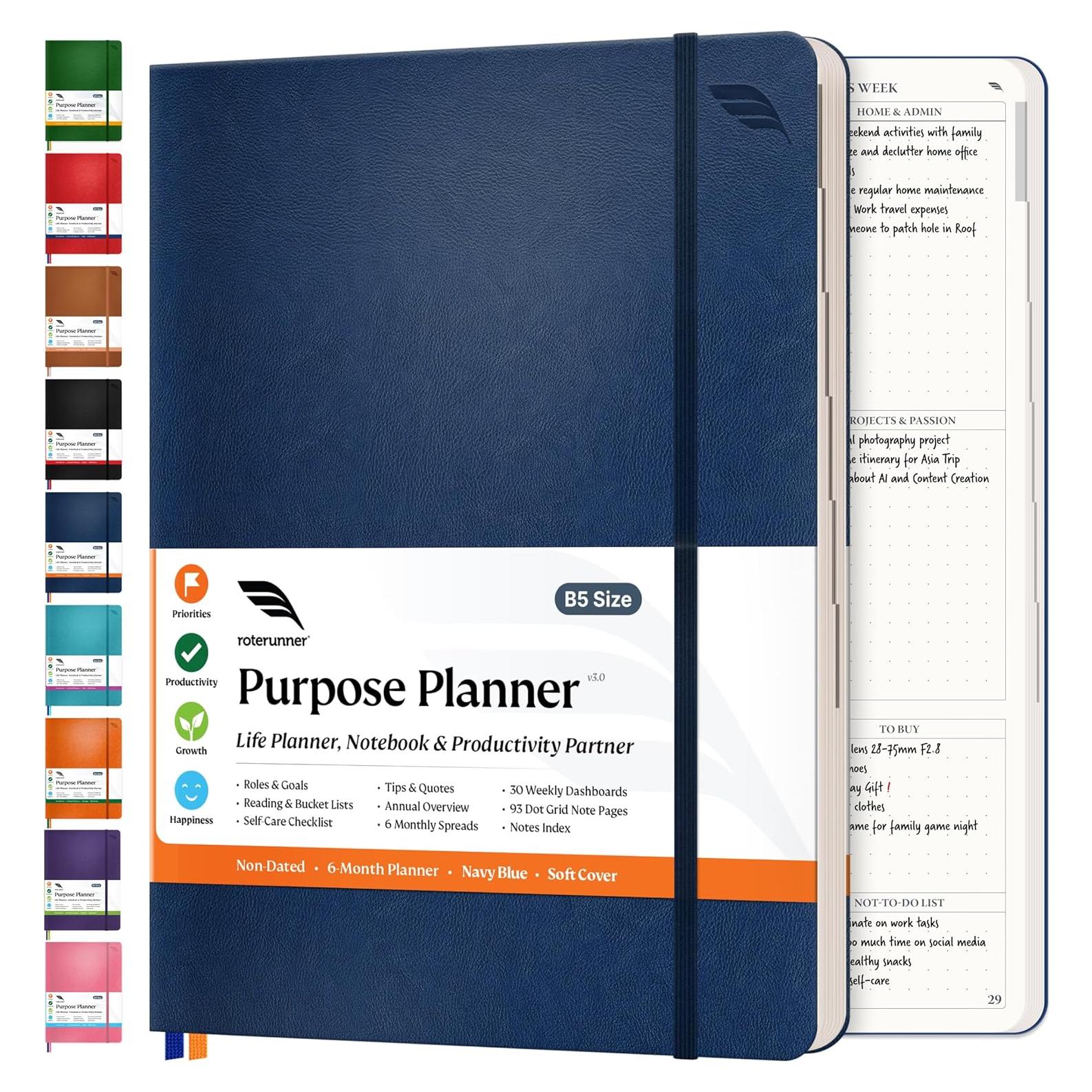 Planificador Roterunner Purpose B5 No Datado 2025 Azul