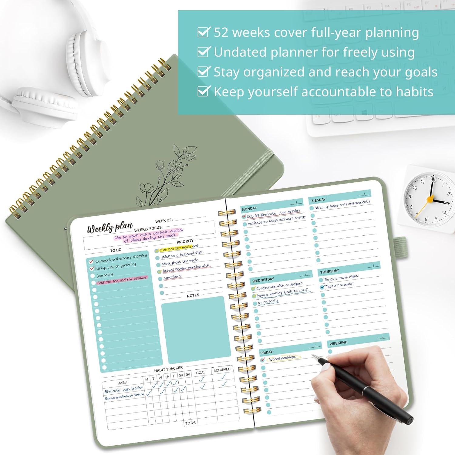 Planificador Semanal Sin Fecha Taja A5 Verde 52 Semanas