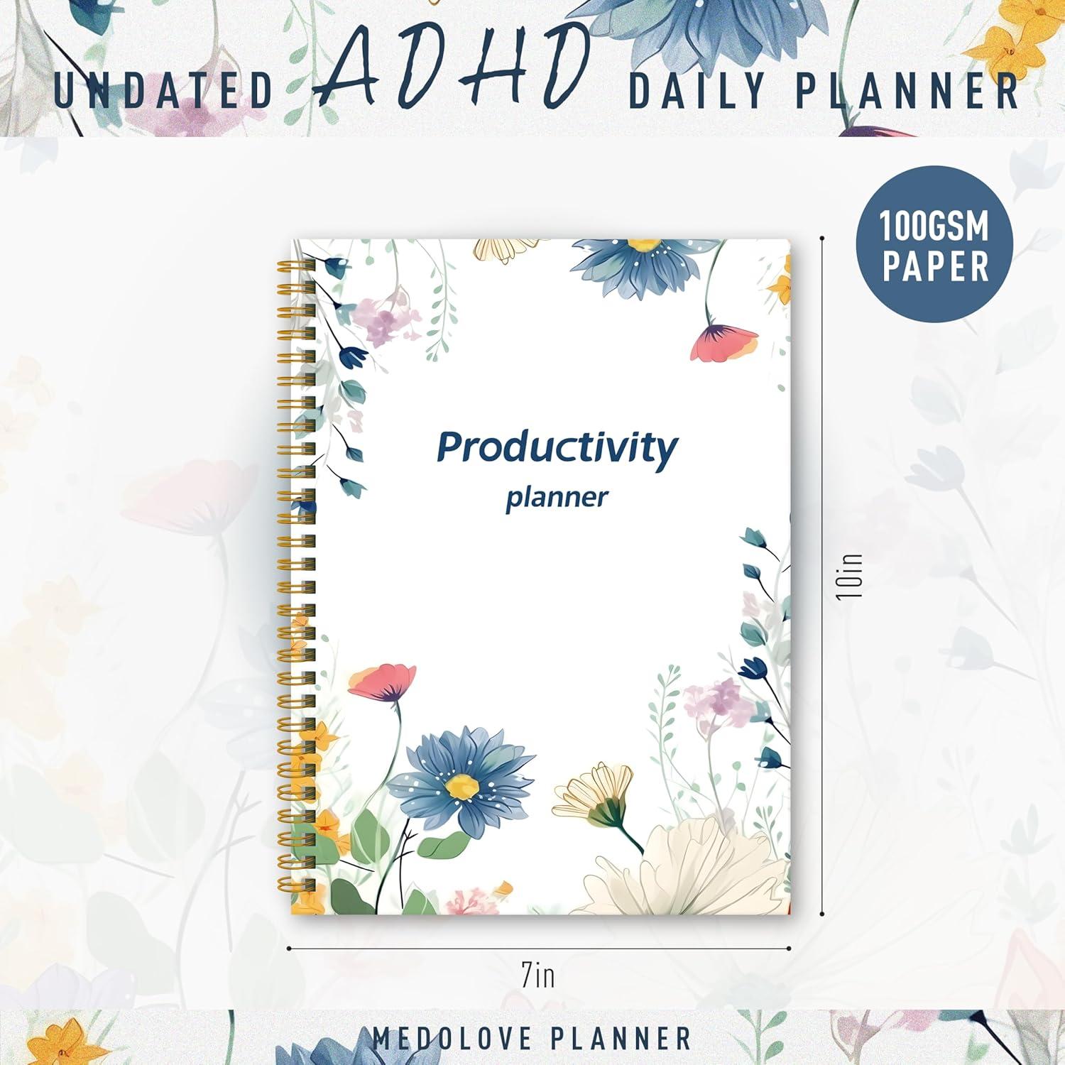 Planificador Diario meDolove B5 No Fechado para ADHD - Flores Coloridas