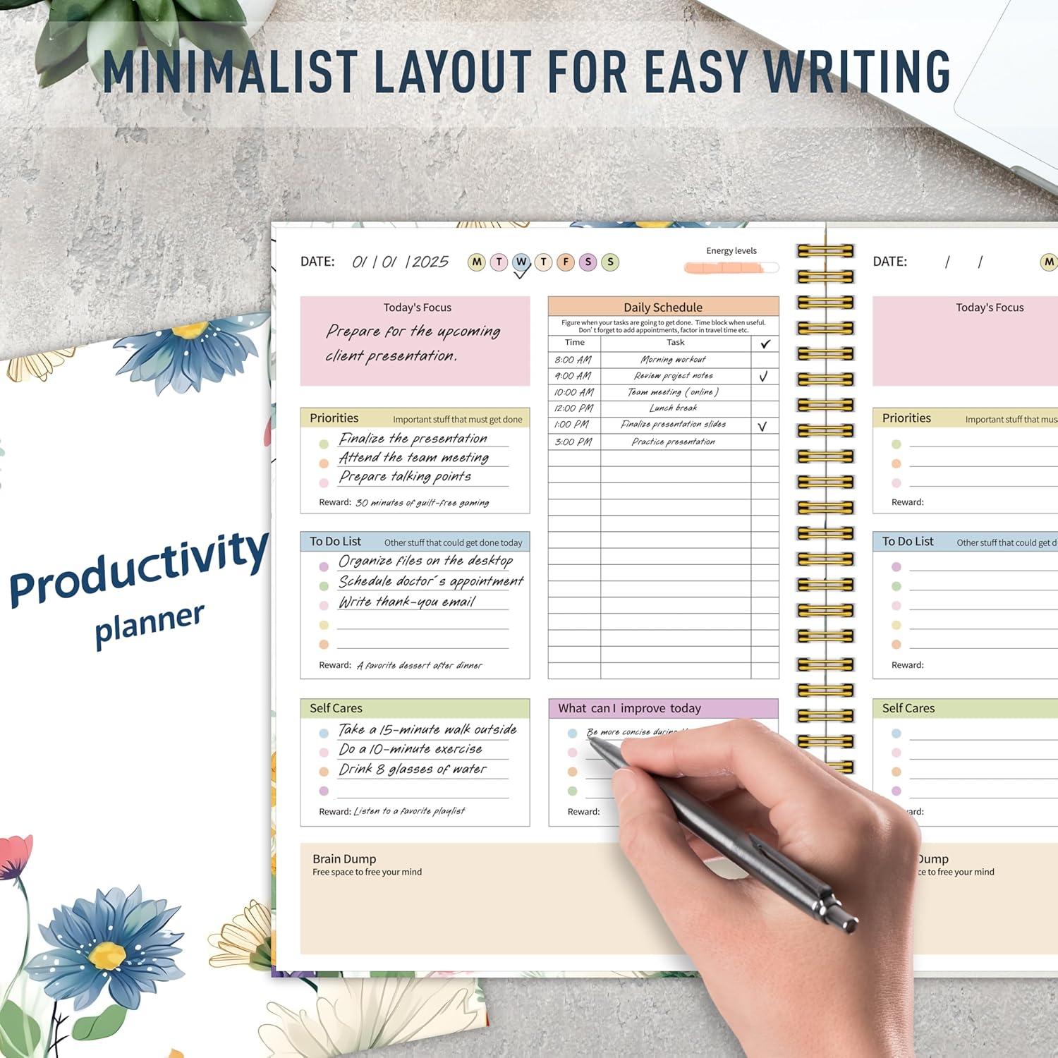 Planificador Diario meDolove B5 No Fechado para ADHD - Flores Coloridas