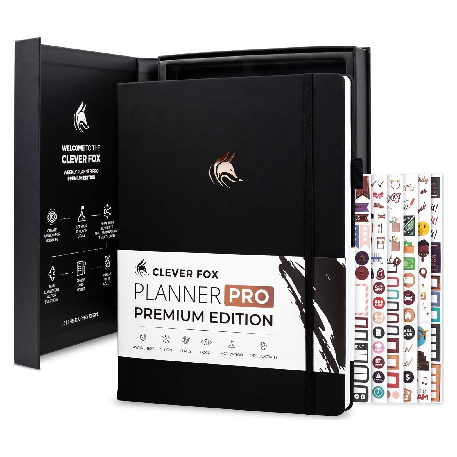 Planificador Semanal y Mensual Clever Fox Pro Premium A4 Negro