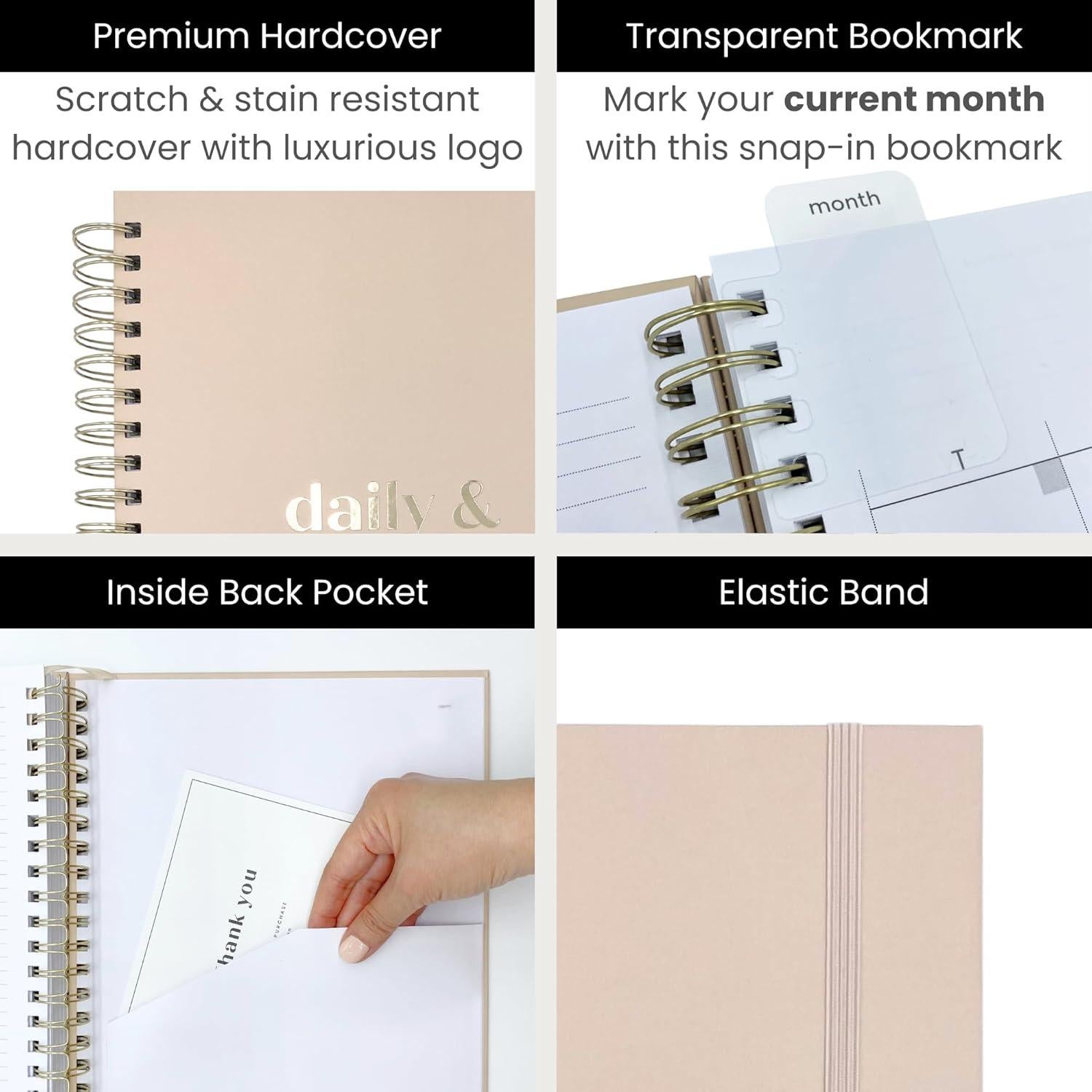 Planificador Diario Grande Jayren Beige 21.6x27.9 cm No Datado