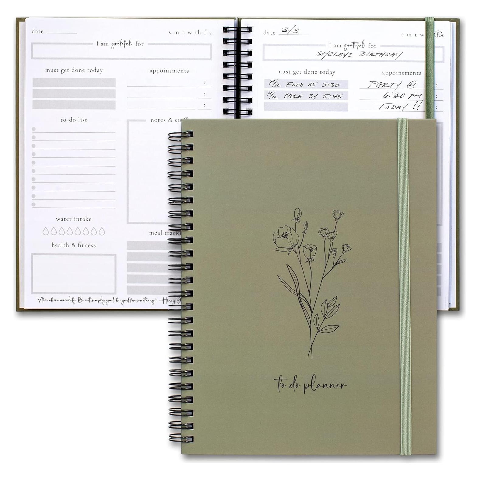 Planificador Diario ZICOTO A5 Verde Oscuro - 120 Páginas Sin Fecha