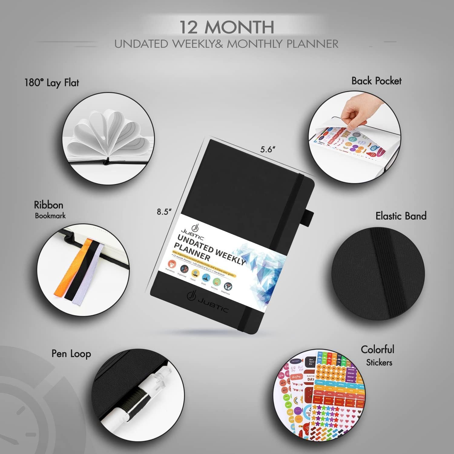 Planificador Semanal JUBTIC A5 Sin Fecha Negro 2025