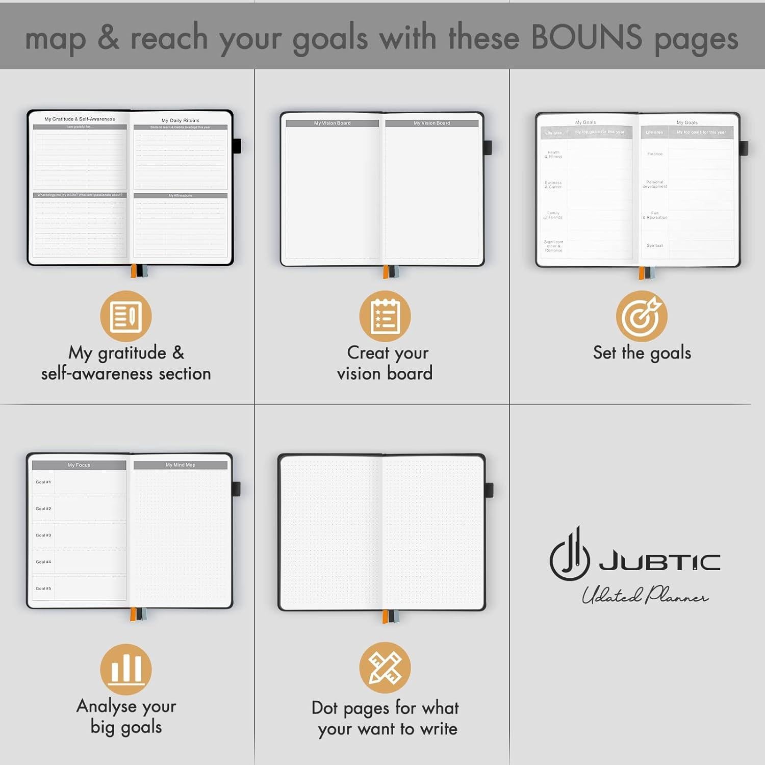 Planificador Semanal JUBTIC A5 Sin Fecha Negro 2025