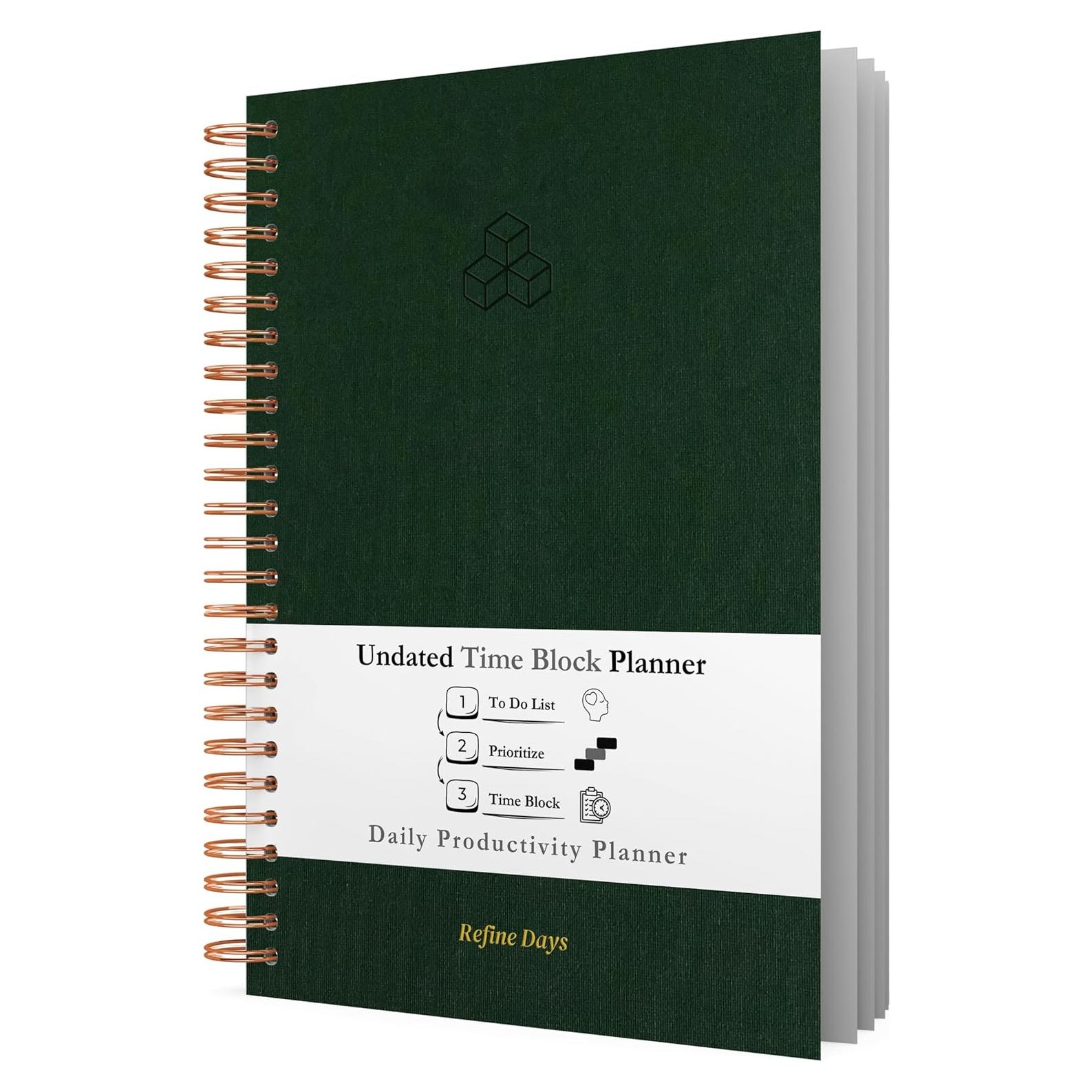 Planificador Diario Sin Fecha A4 Refine Days Verde 200 Páginas