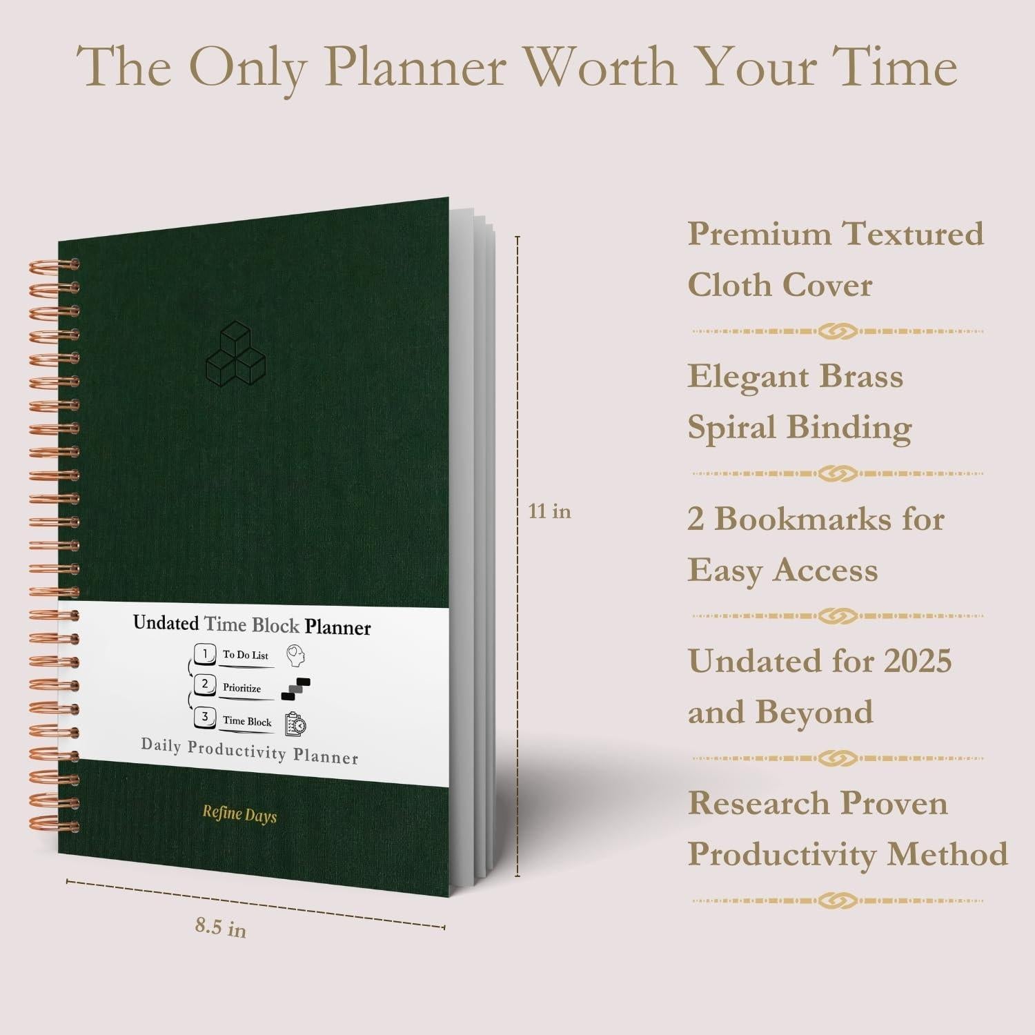 Planificador Diario Sin Fecha A4 Refine Days Verde 200 Páginas