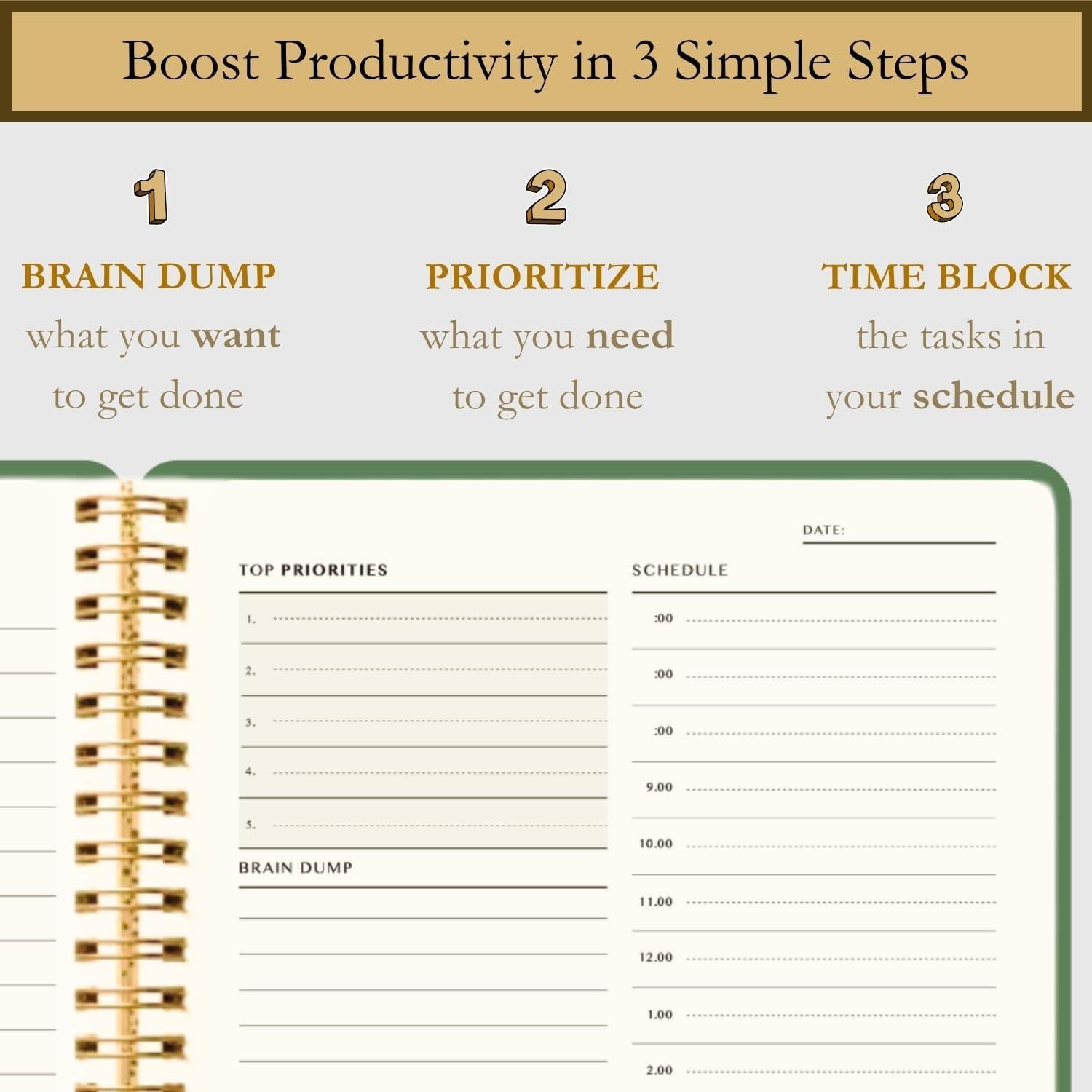 Planificador Diario Sin Fecha A4 Refine Days Verde 200 Páginas