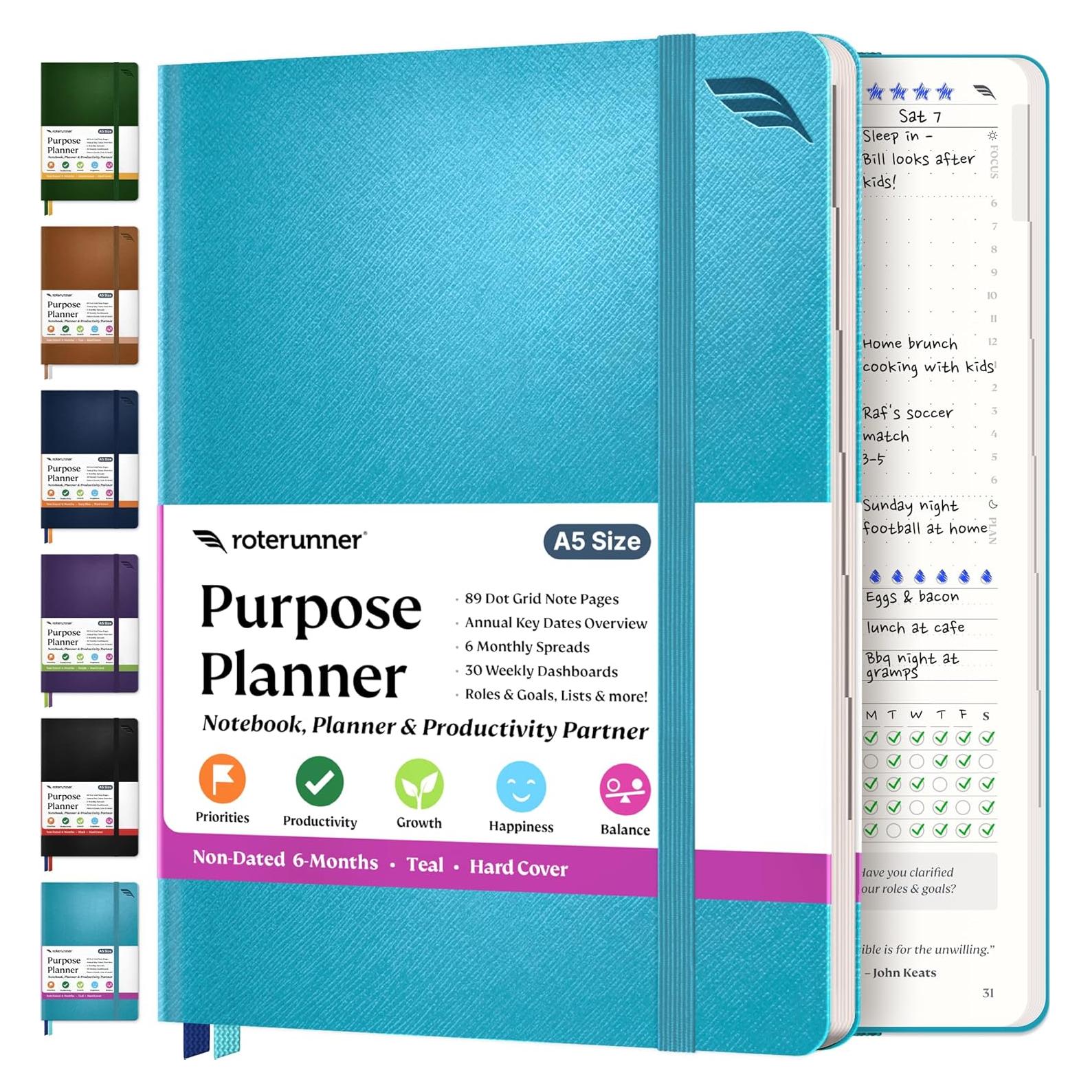 Planificador Roterunner A5 Tapa Dura Verde Azulado 2025
