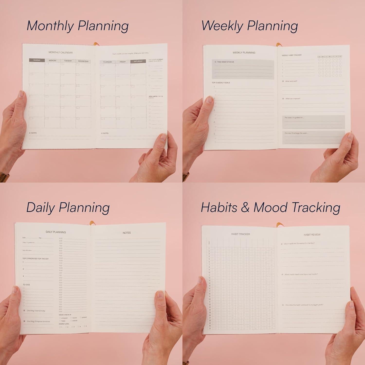 Planificador de Productividad A5 Mejor Juntos 3 Meses Rosa