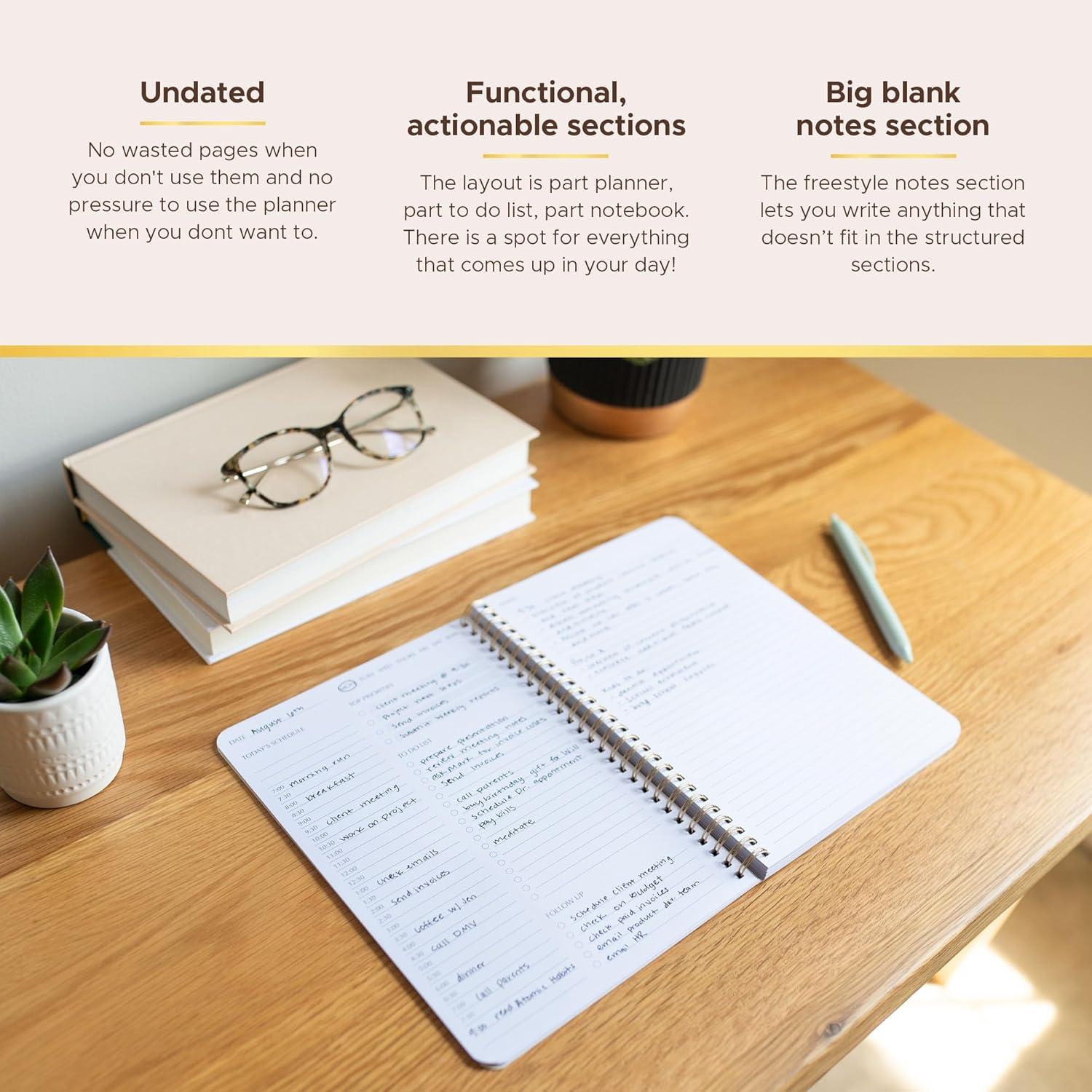 Planificador Diario No Datado Verde Salvia 16.5x23.5 cm