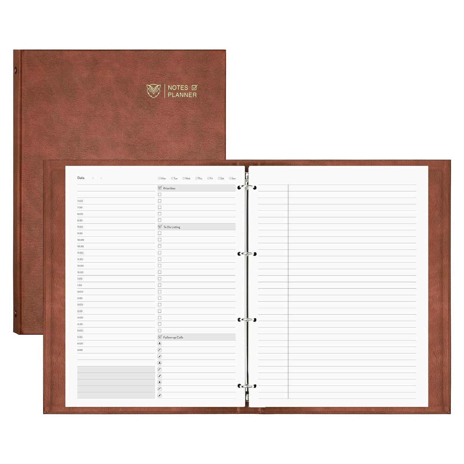 Planificador Diario Sin Fecha EMSHOI A4 Café - 240 Páginas