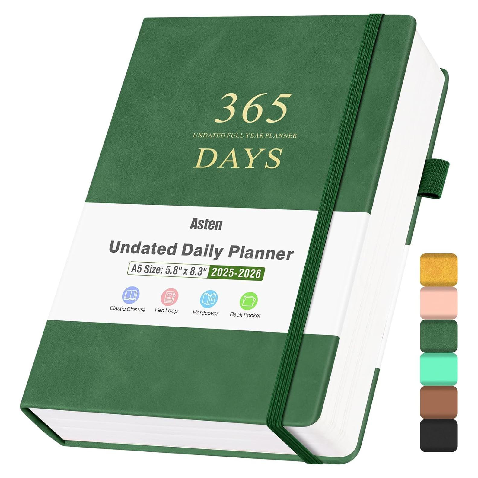 Planificador Diario No Datado Asten A5 Verde 365 Días