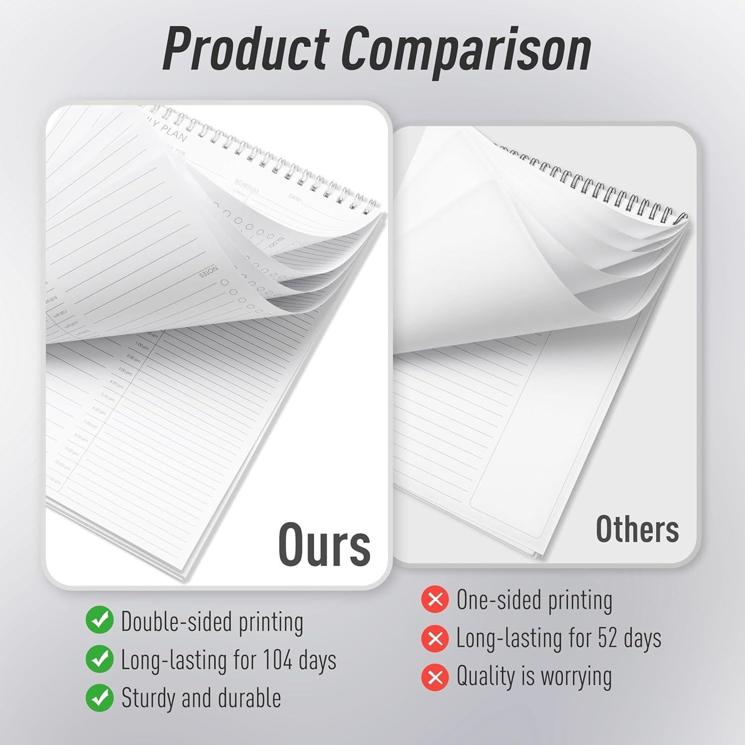 Planificador Diario 24 Horas KAICN - 16.5 x 24.9 cm, Productividad