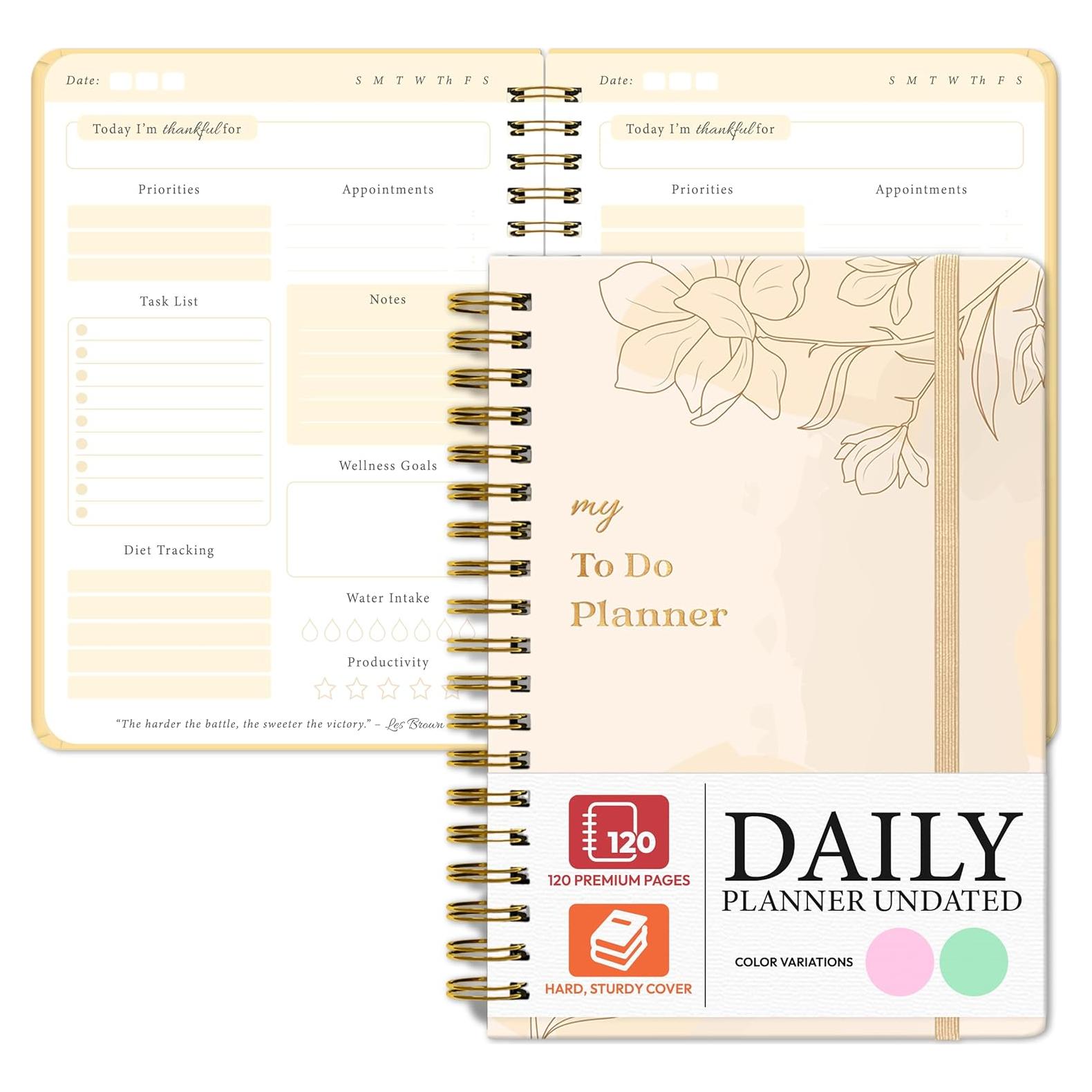 Planificador Diario No Datado Only Zest Beige 124 Páginas