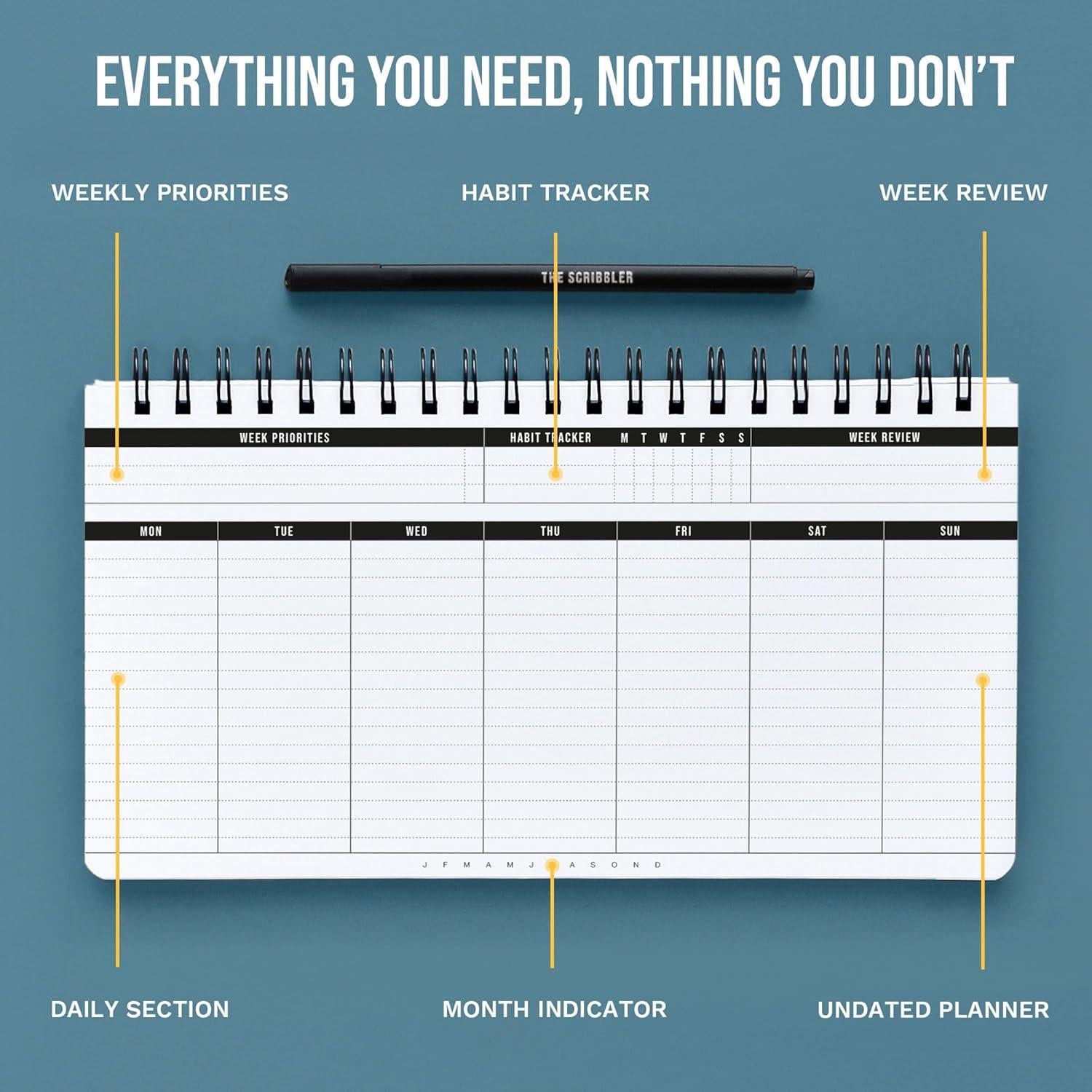 Planificador Semanal No Datado 2025 Scribbles That Matter 28x17.2cm