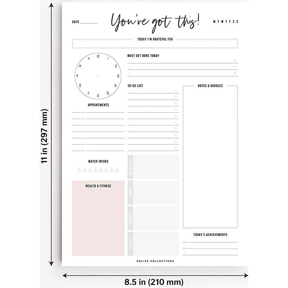 Planificador Diario No Datado Bliss Collections - 50 Hojas 21.6x27.9cm