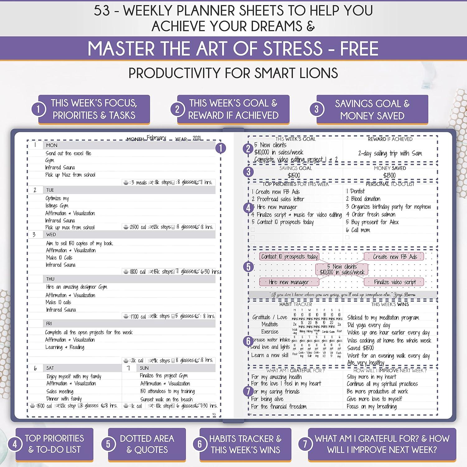 Planificador Diario Semanal Mensual A5 Freedom Mastery Violeta