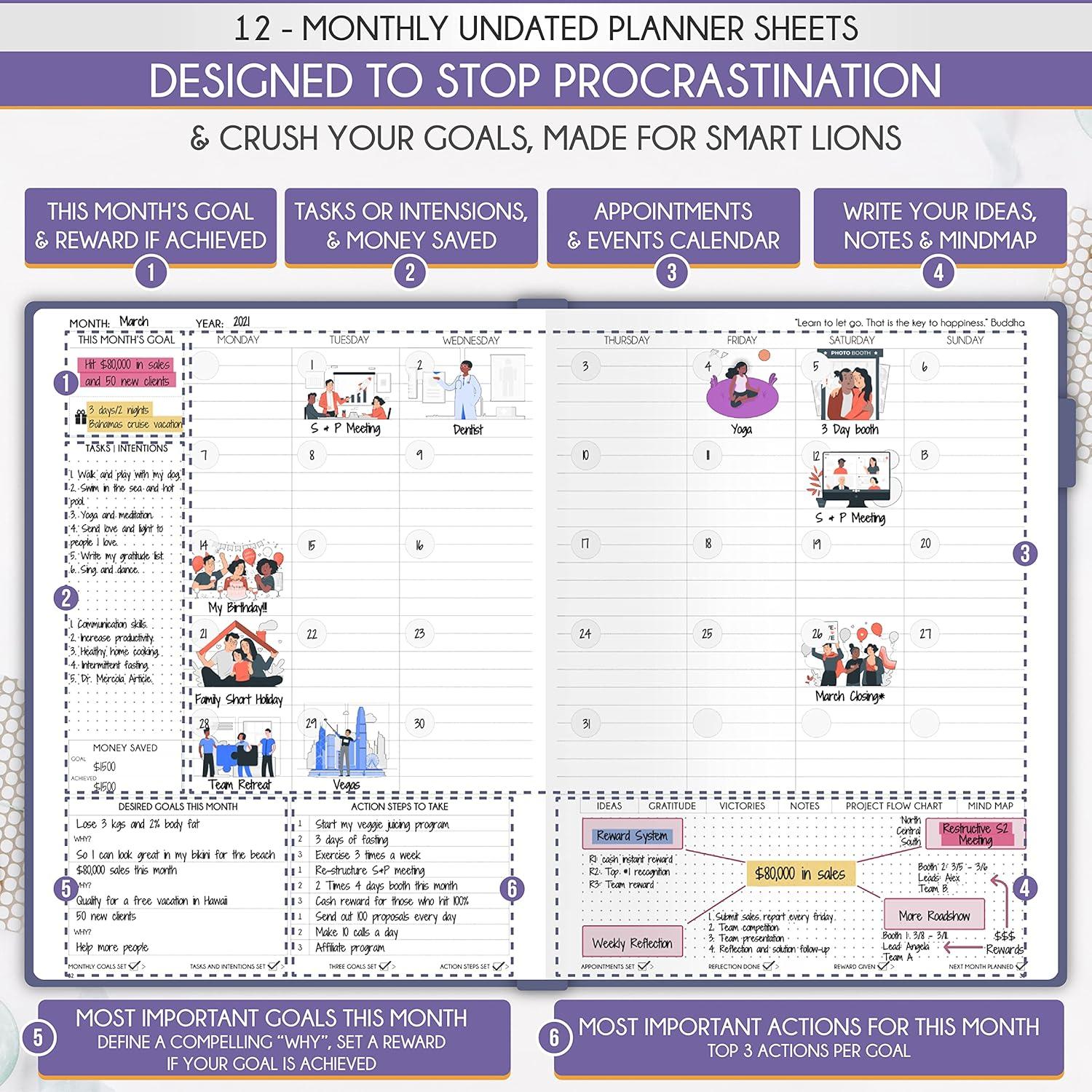 Planificador Diario Semanal Mensual A5 Freedom Mastery Violeta