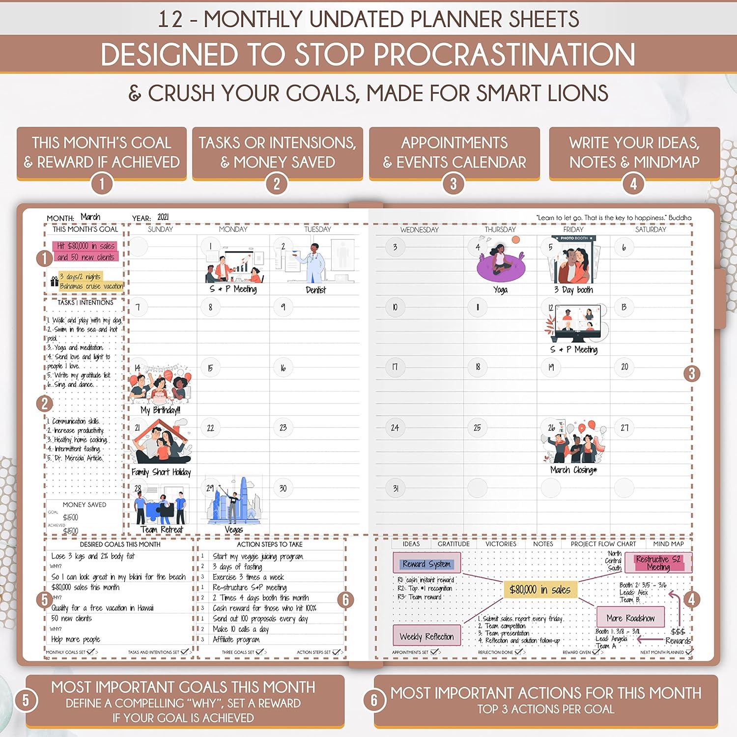 Planificador Diario Semanal Mensual A5 Freedom Mastery Oro Rosa