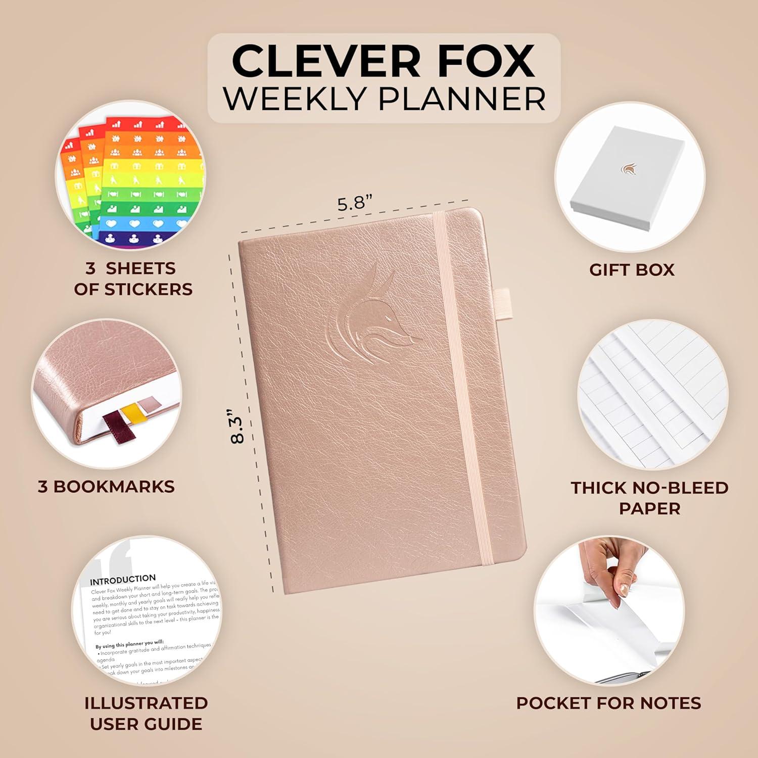 Planificador Clever Fox A5 Semanal y Mensual No Datado Oro Rosa