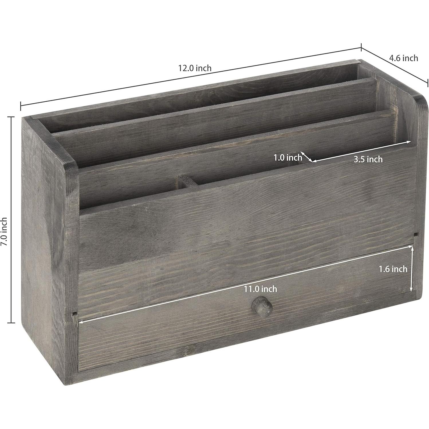 Organizador de Escritorio MyGift de Madera Gris Rústico 5 Compartimentos