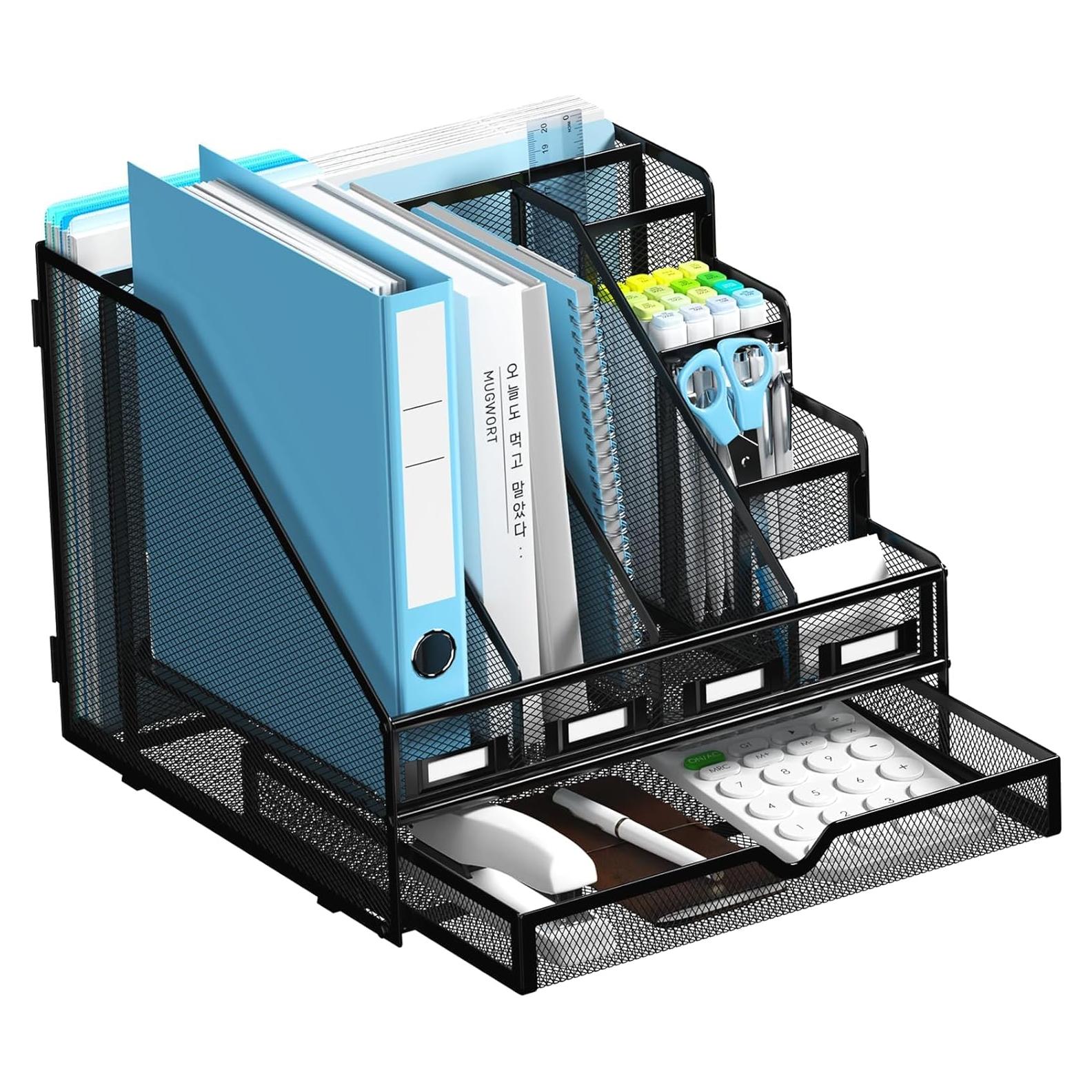 Organizador de Escritorio Sinboun Negro con 4 Compartimentos