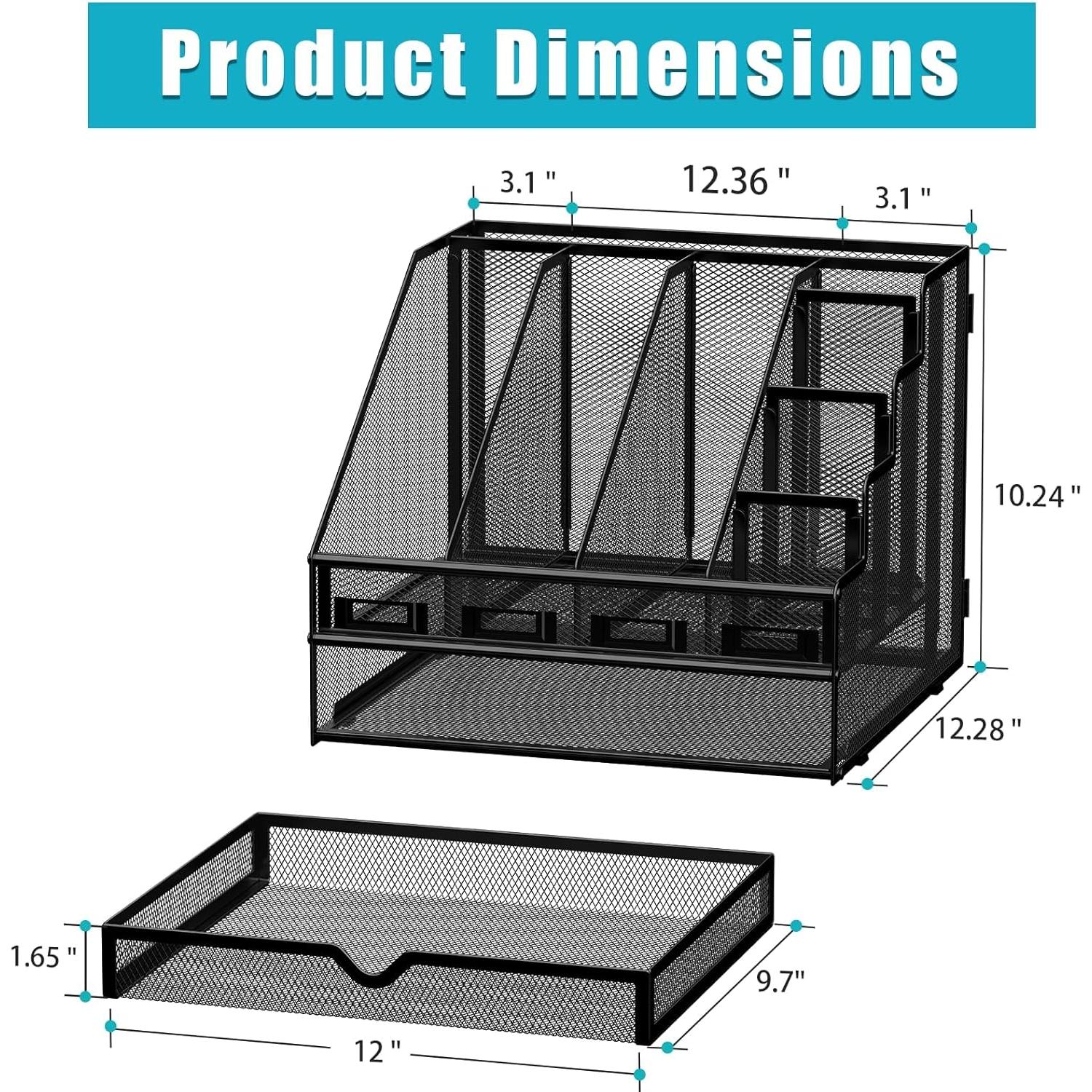 Organizador de Escritorio Sinboun Negro con 4 Compartimentos