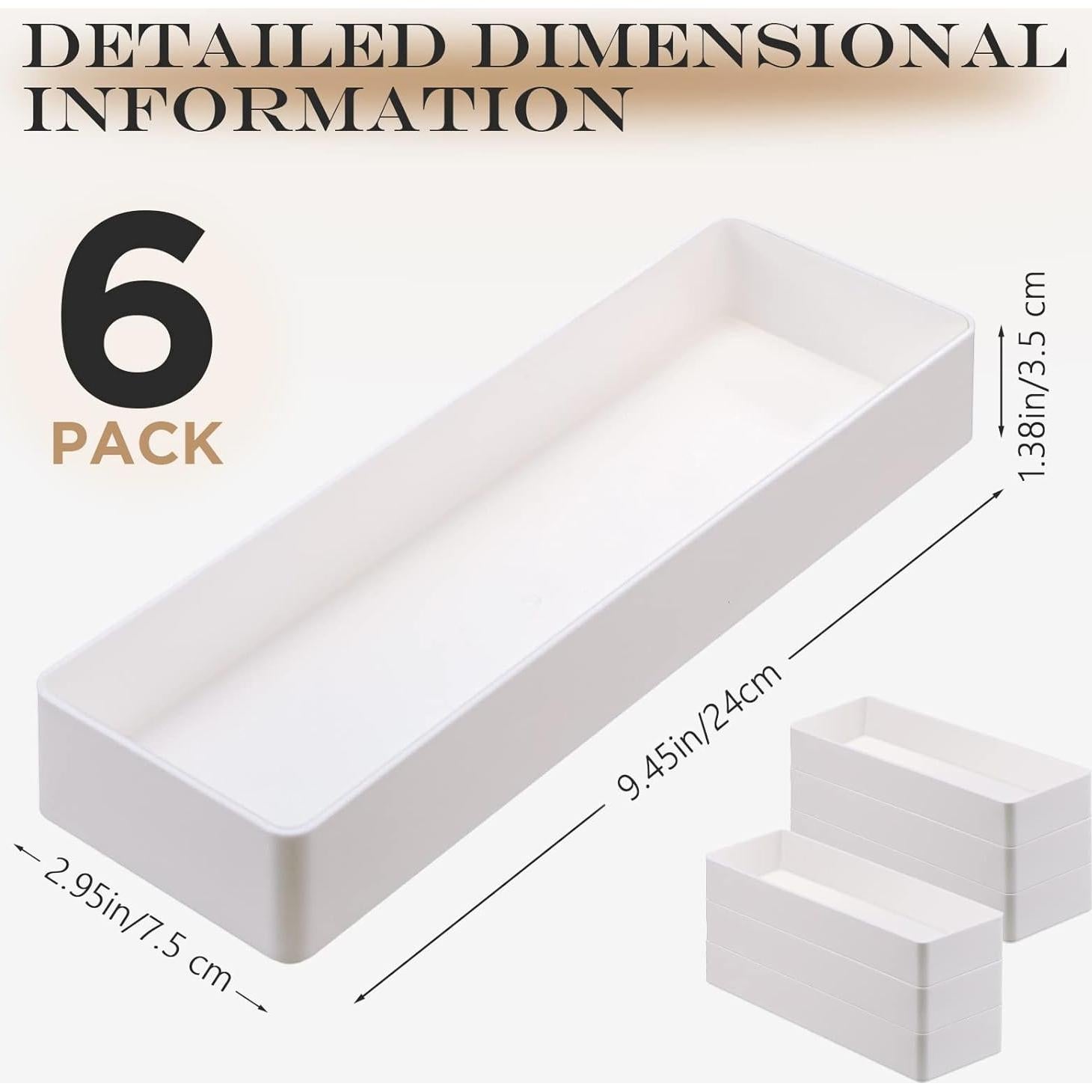 Organizador de Escritorio Teling 6 Pcs Plástico Blanco 24x7.5x3.5cm