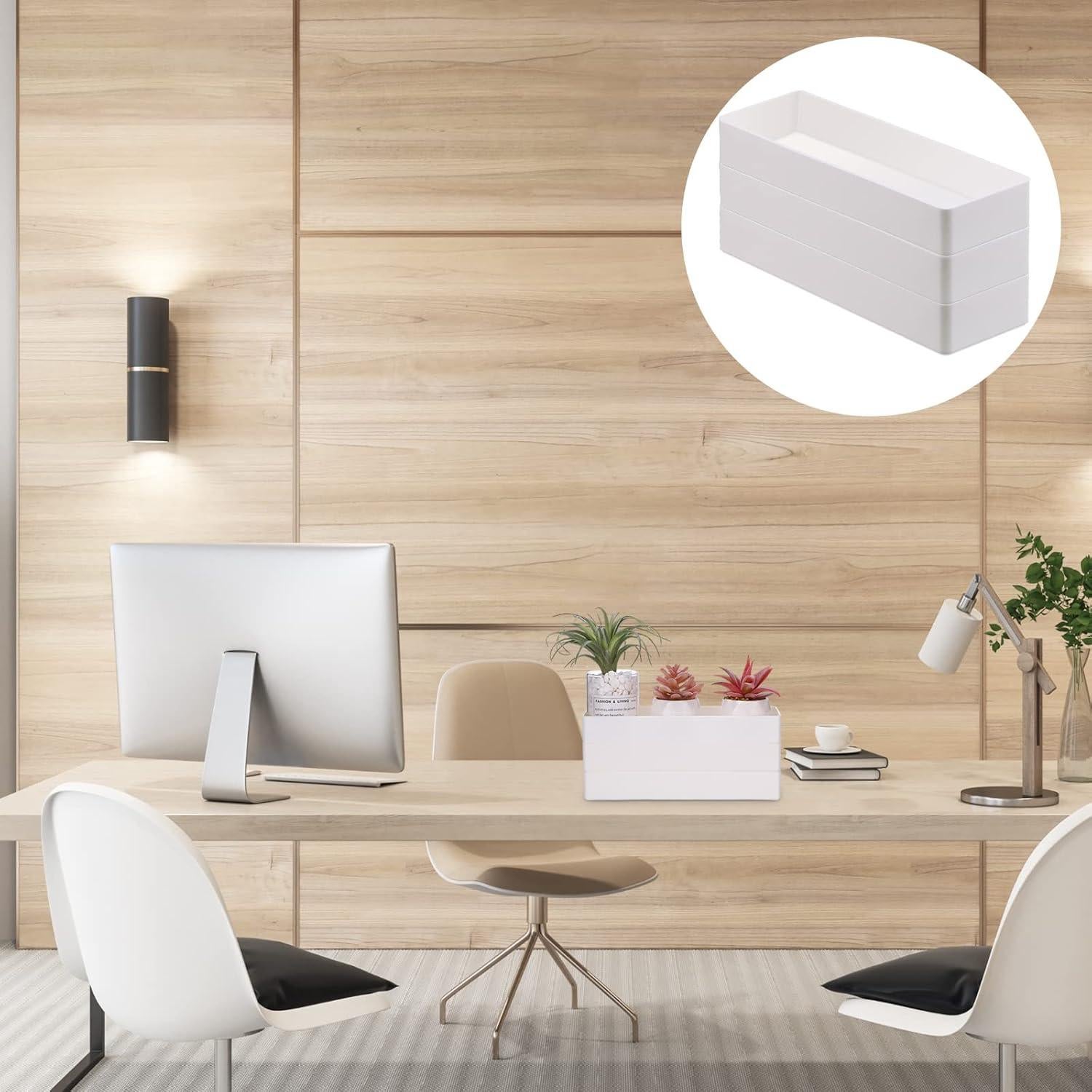 Organizador de Escritorio Teling 6 Pcs Plástico Blanco 24x7.5x3.5cm