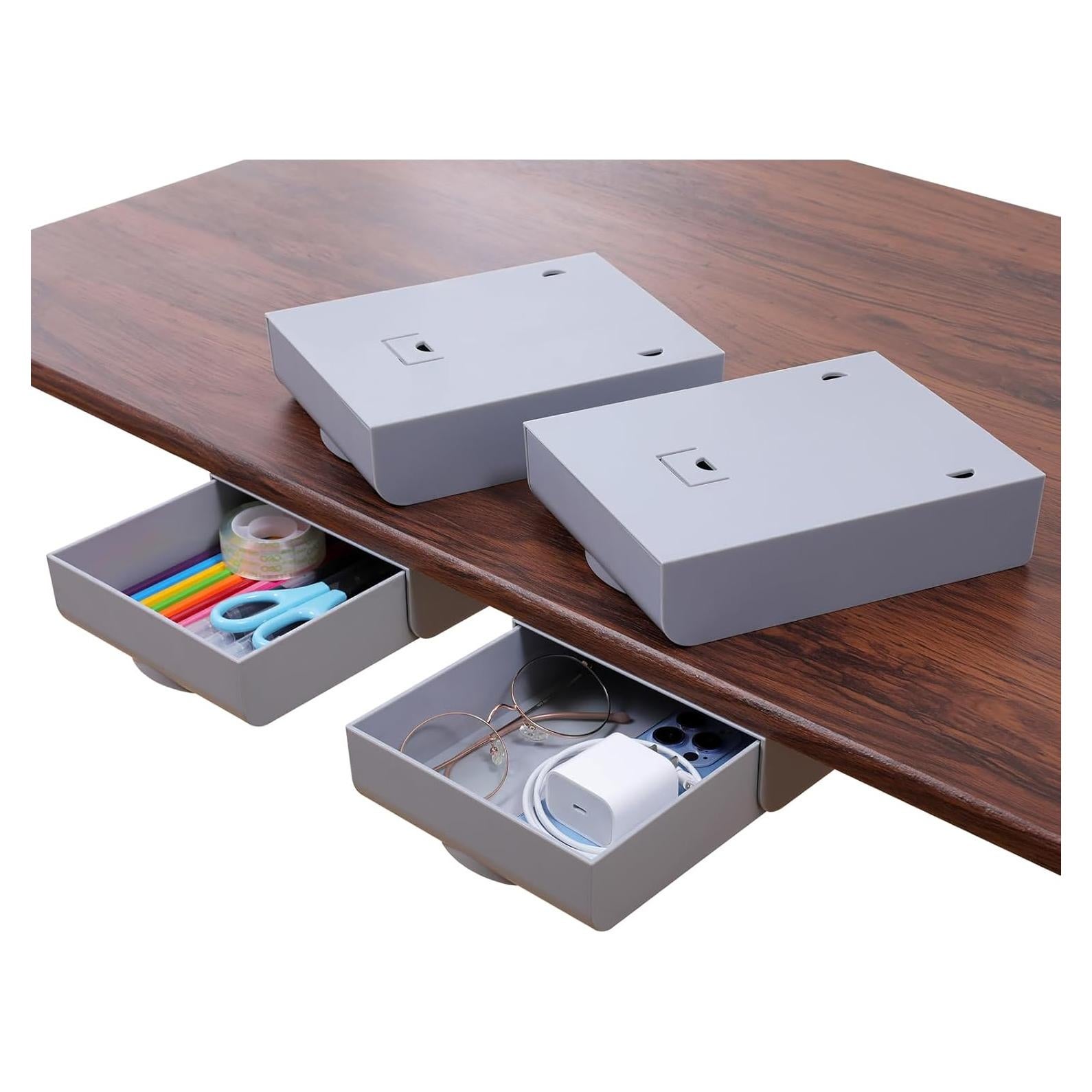 Cajones Organizador Bajo Escritorio LuluEasy 4 Piezas Gris