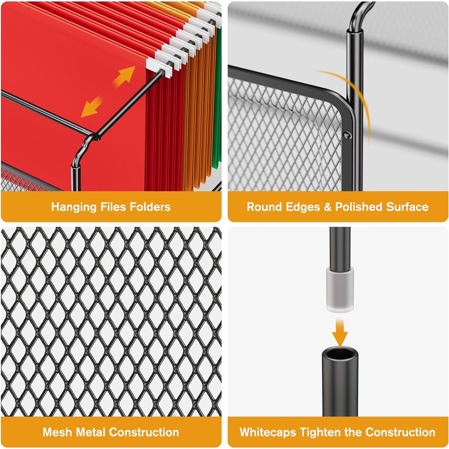 Organizador de Archivos Colgantes MaxGear de Metal Negro 31.5x28.7x23.6 cm