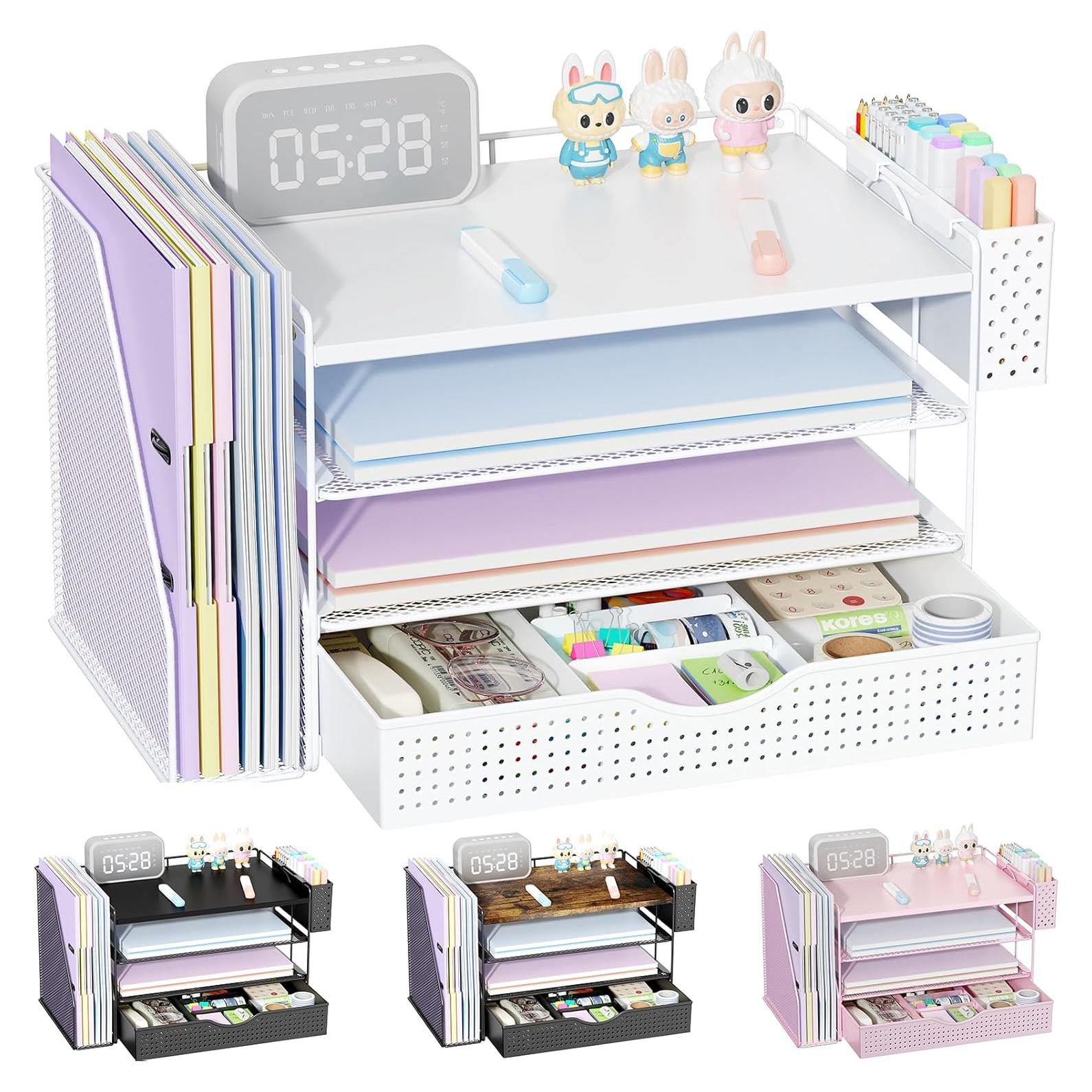 Organizador de Escritorio de Madera Gianotter Blanco 4 Niveles