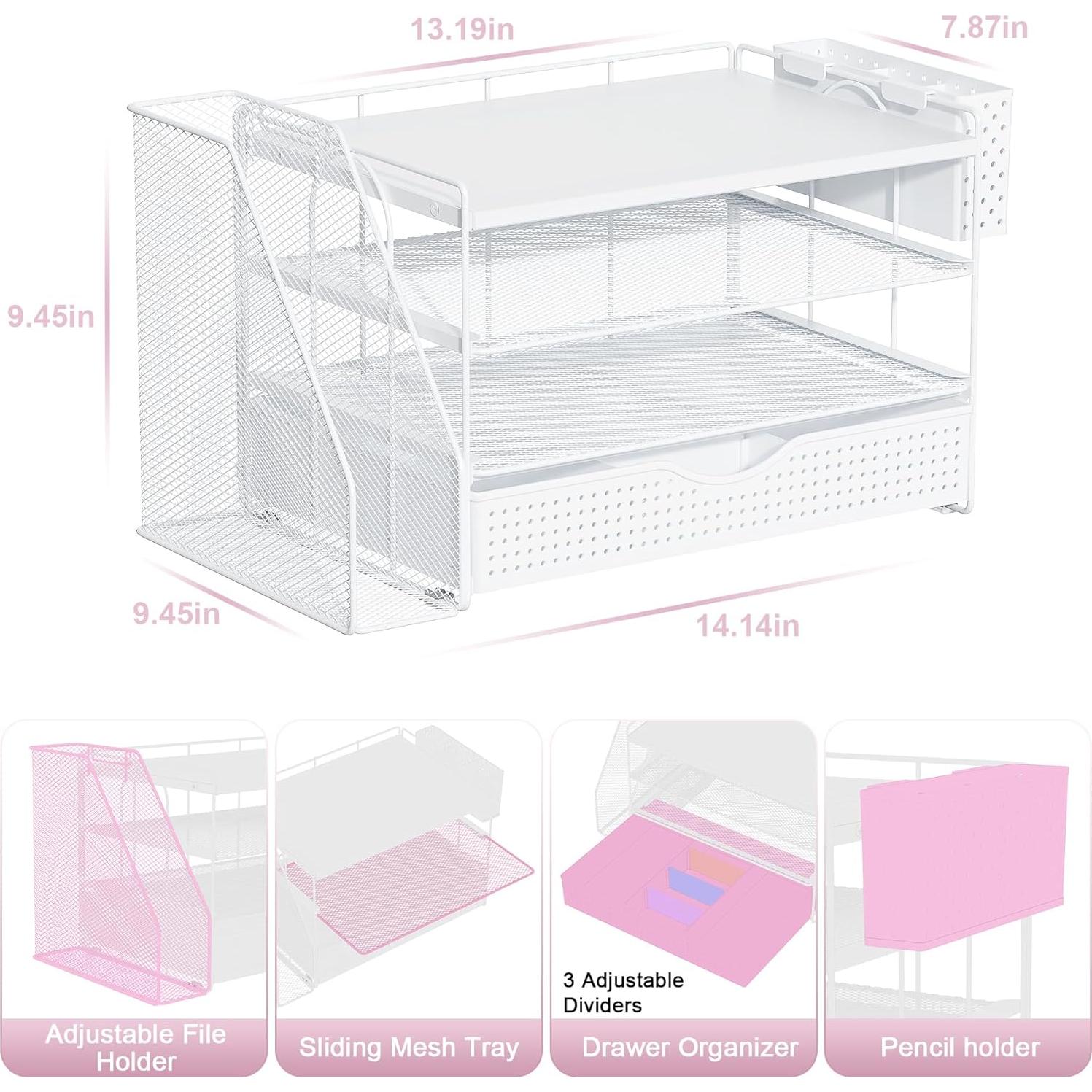 Organizador de Escritorio de Madera Gianotter Blanco 4 Niveles